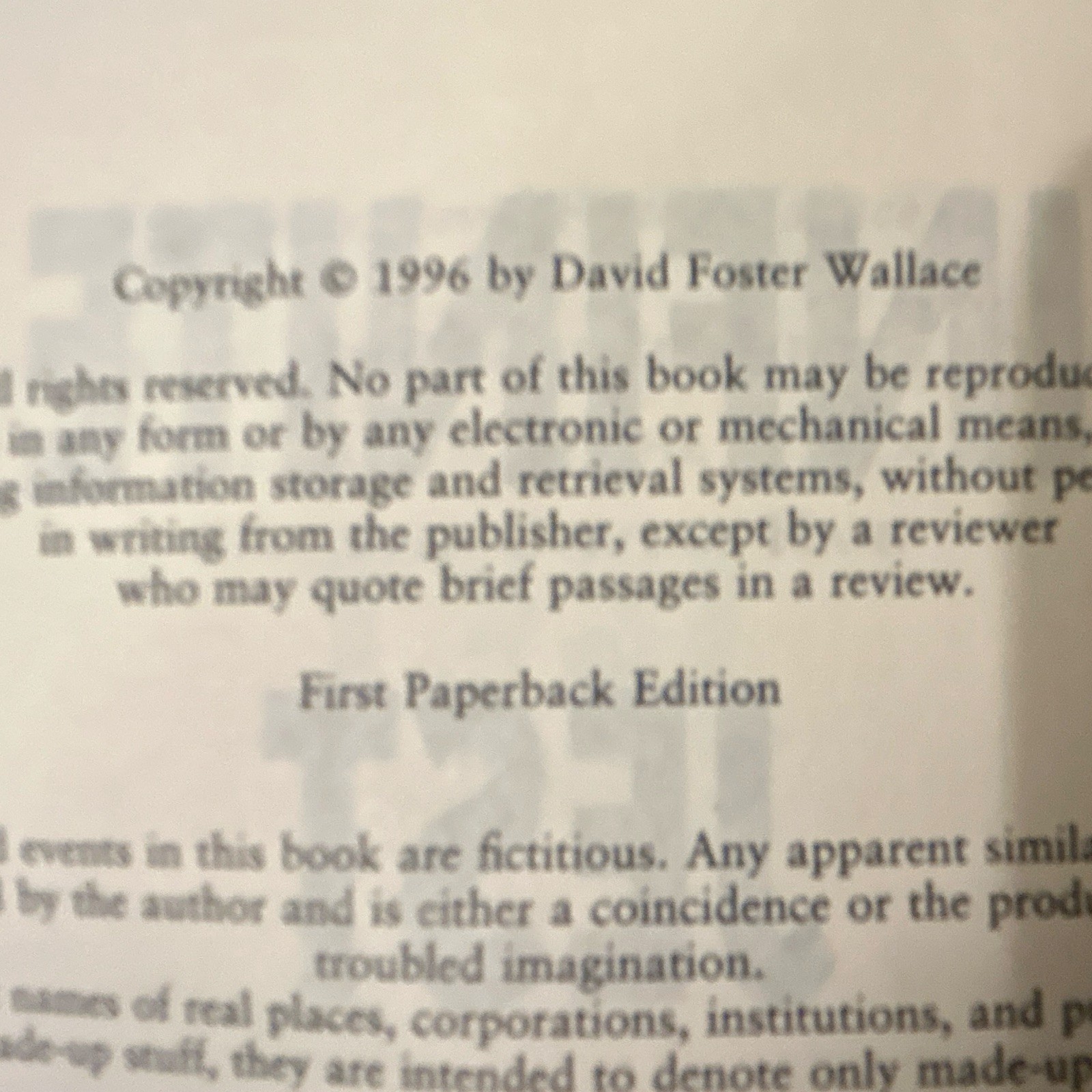 David Foster Wallace Infinite Jest First Paperback Edition First Printing
