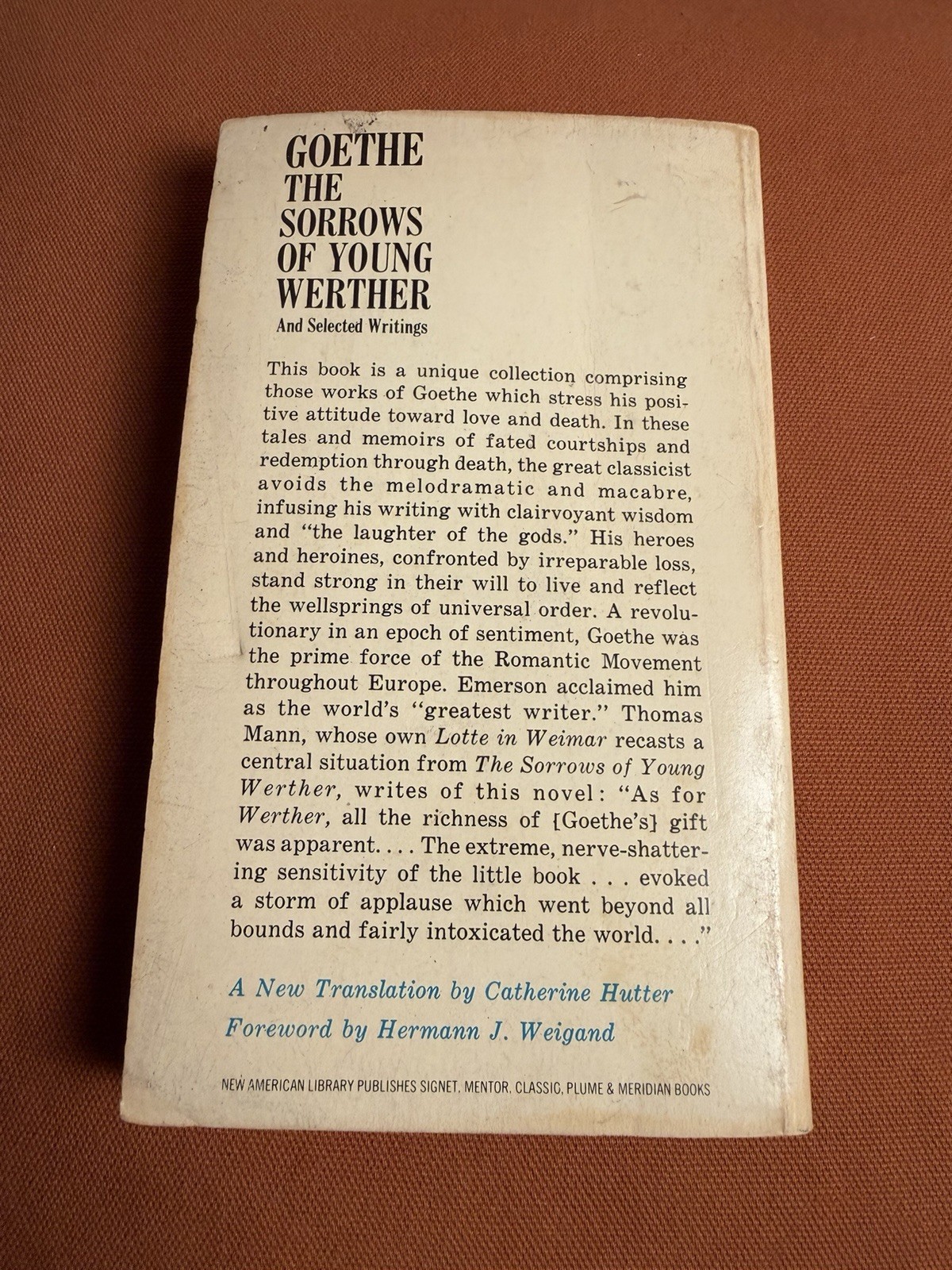 The Sorrows of Young Werther by Goethe (Paperback, 1962, Signet)