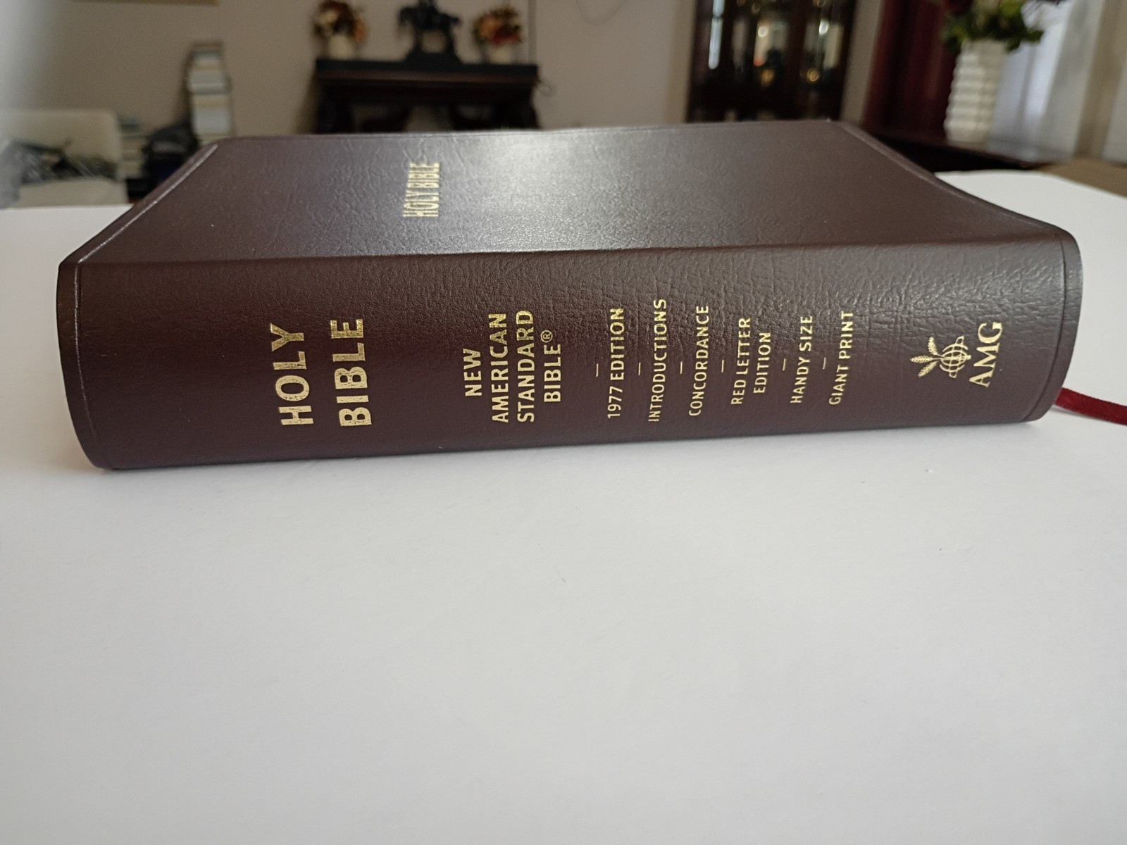 Giant Print Handy Size Bilbe NASB Amg 2011 Burgandy Imitation Leather 1977 ED