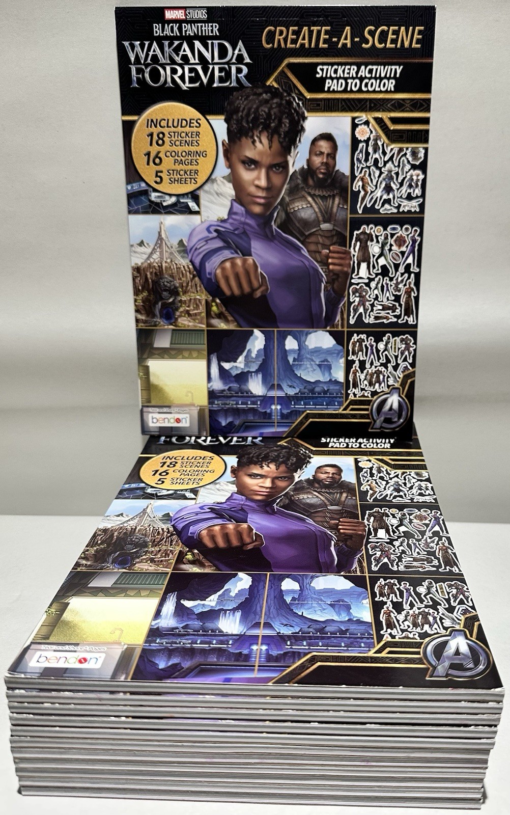 Lot of 12 Black Panther Wakanda Forever Create-a-Scene Sticker Activity Books