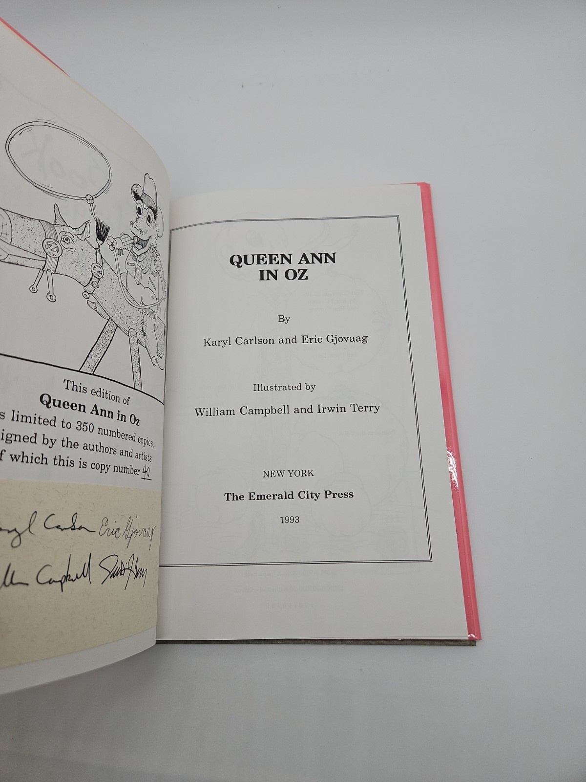 Queen Ann In Oz, Karyl Carlson & Eric Gjovaag, First, Dust Jacket, SIGNED, 1993
