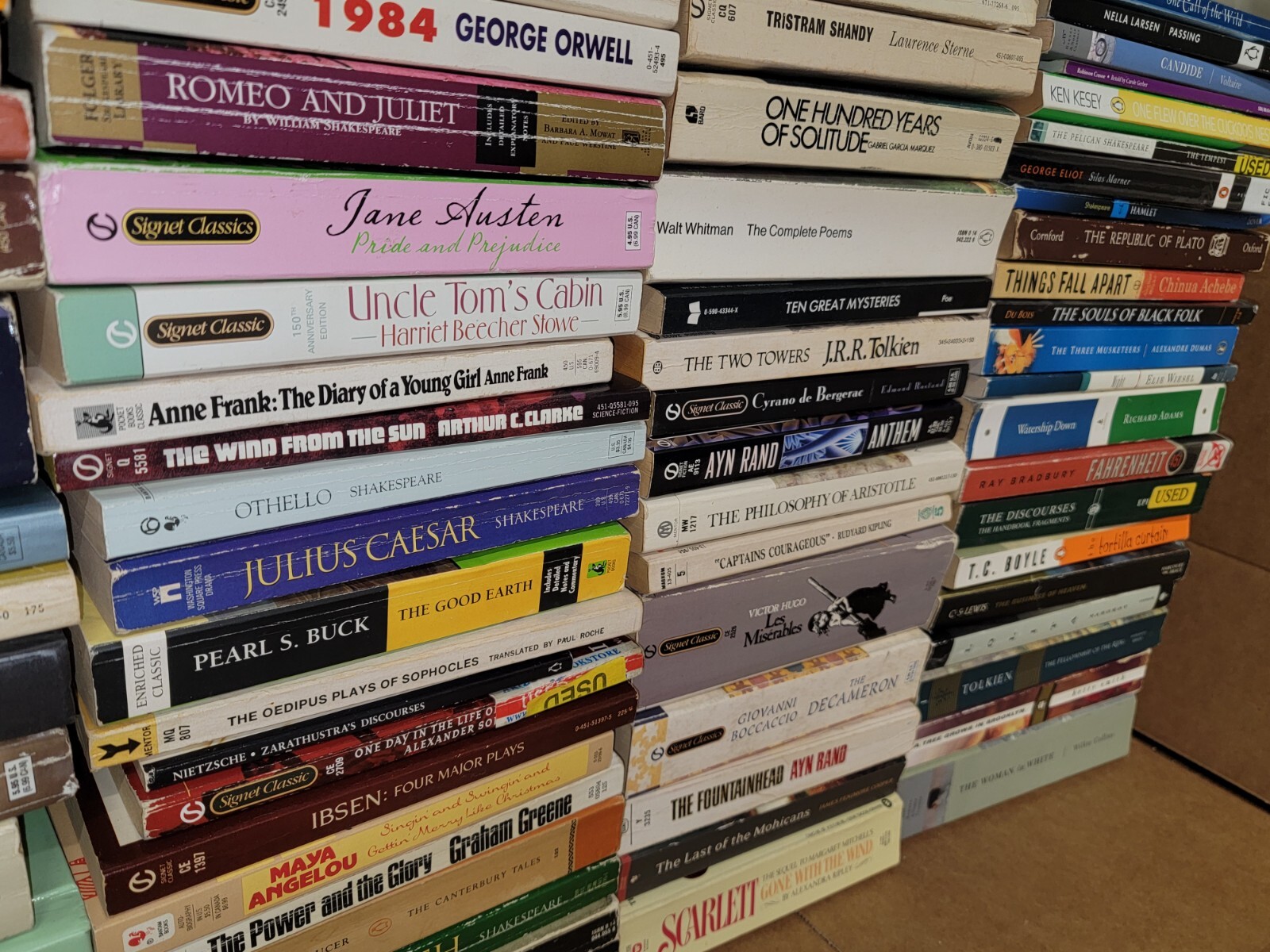 Lot of 10 Classic Paperback Literature Book Penguin Orwell Dickens Steinbeck Mix