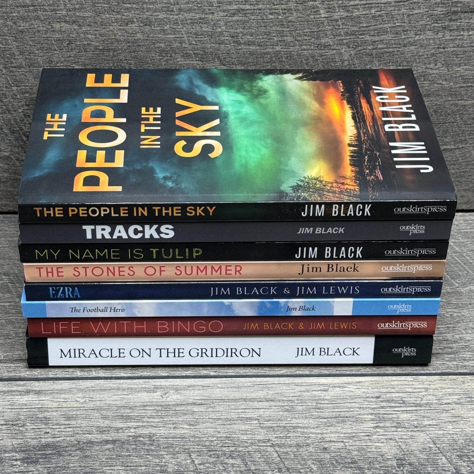 Lot of 8 Jim Black Paperback Books SIGNED Outskirts Press Fiction