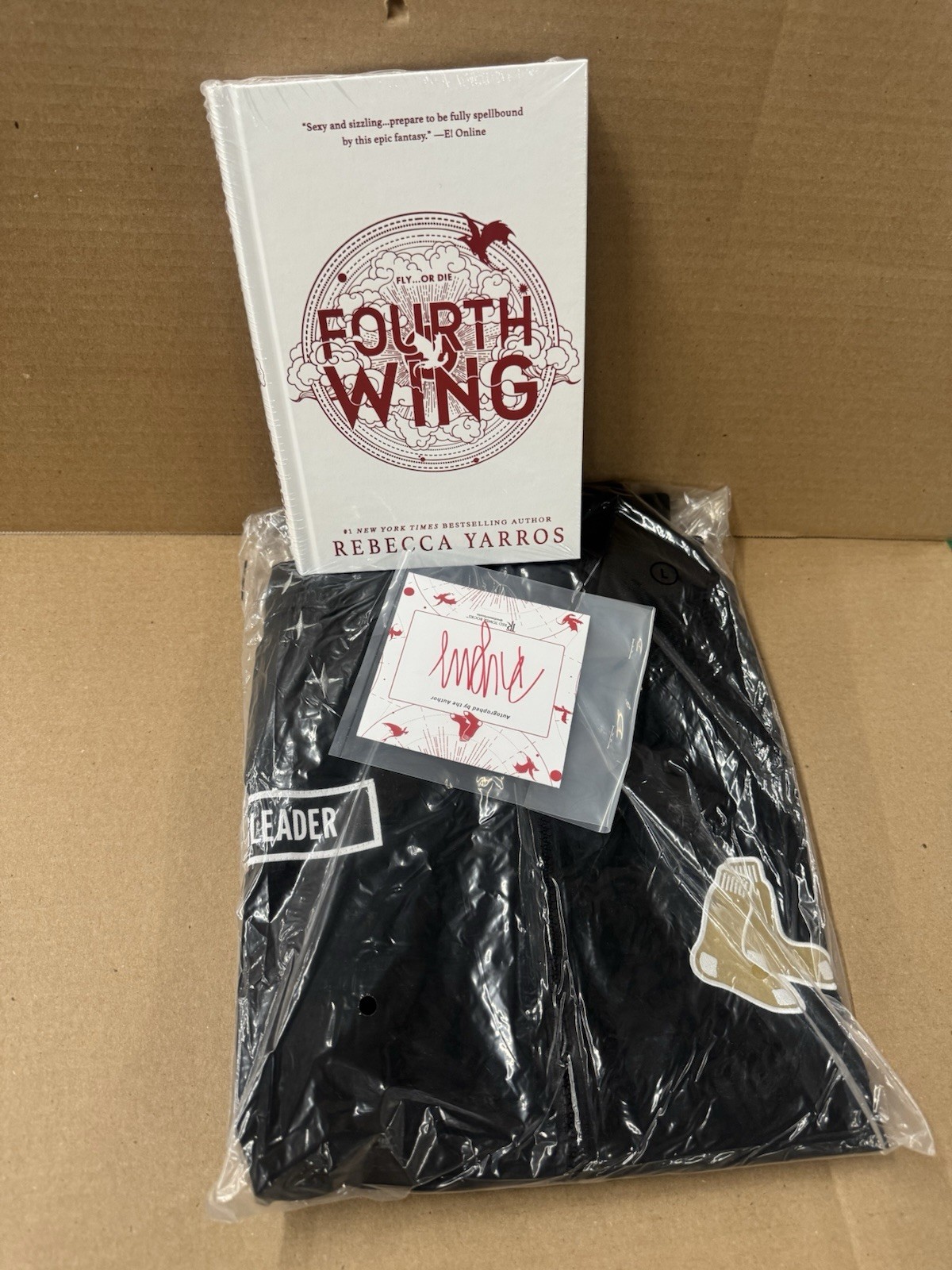 Redsox Combo Fourth Wing Book With Auto Plat And Boomer Jacket XL