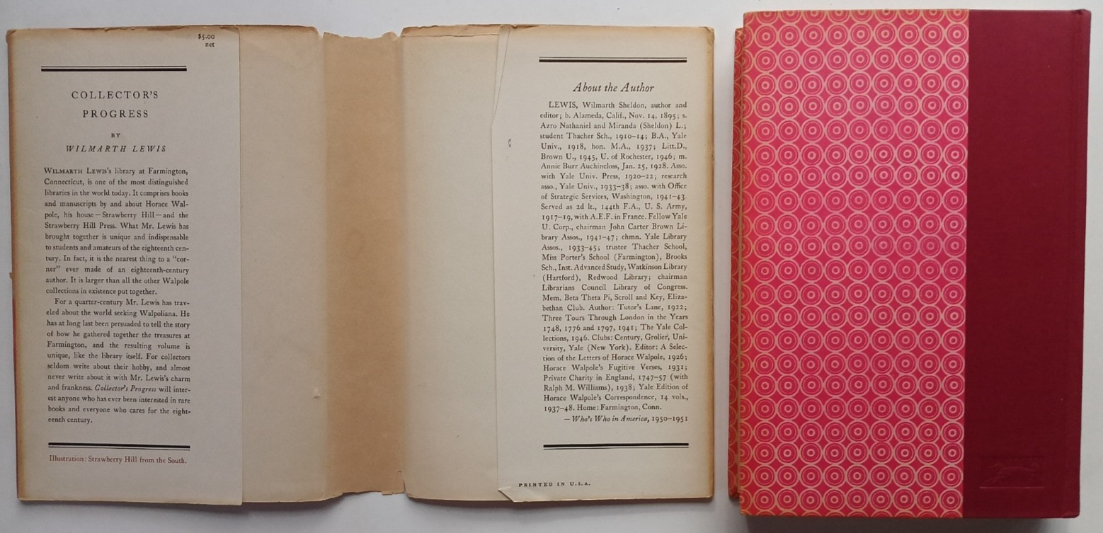 Collector’s Progress (1st edition) by Wilmarth Lewis (Alfred A Knopf, 1951) HCDJ
