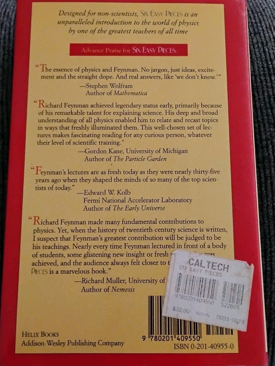 Richard P. Feynman Six Easy Pieces: Essentials of Physics (1994, Hardcover)