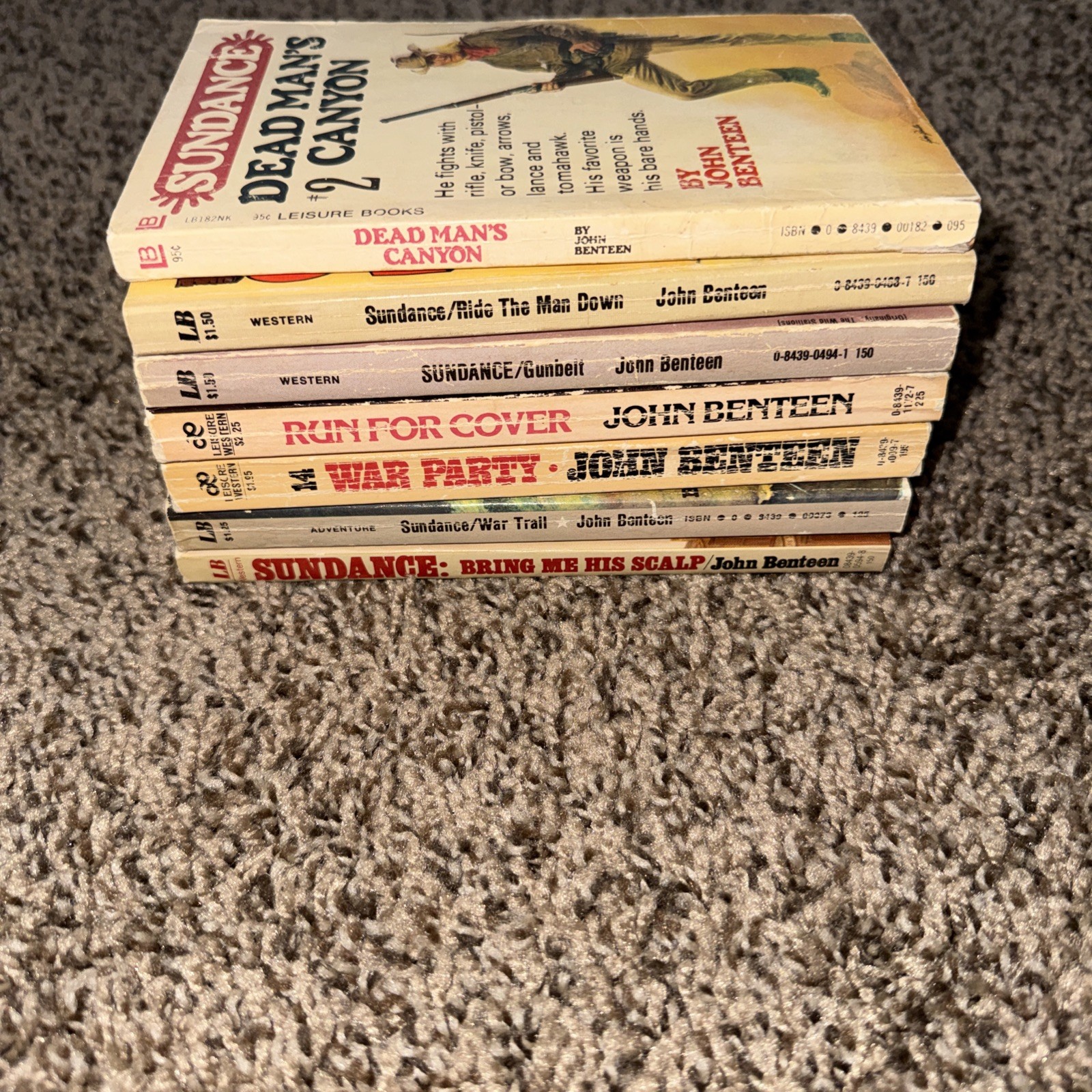 Sundance book lot of 7, John Benteen, paperbacks Vintage Westerns