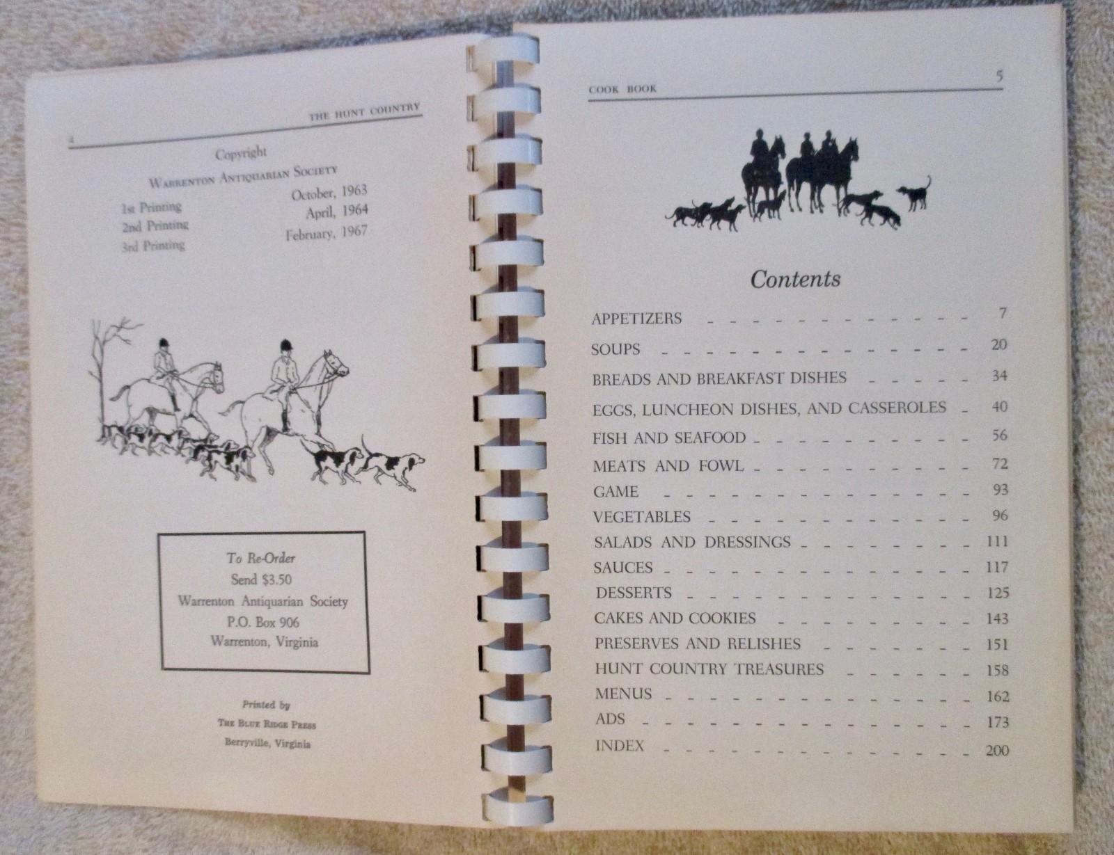 1967 Warrenton, VA Virginia horse fox HUNT COUNTRY vintage equestrian Cookbook