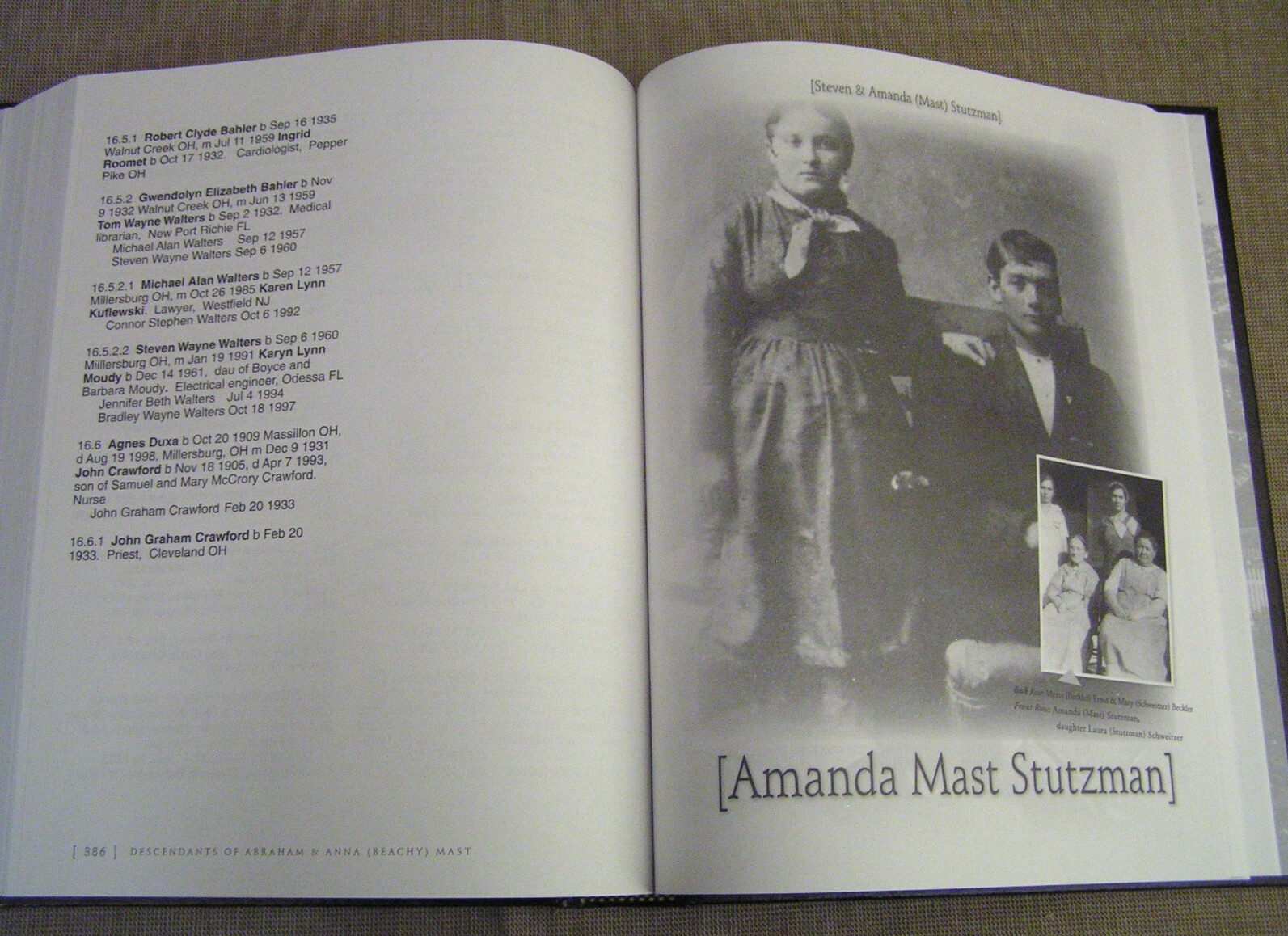 Descendants of Abraham & Anna (Beachy) Mast Amish Family History Genealogy Book