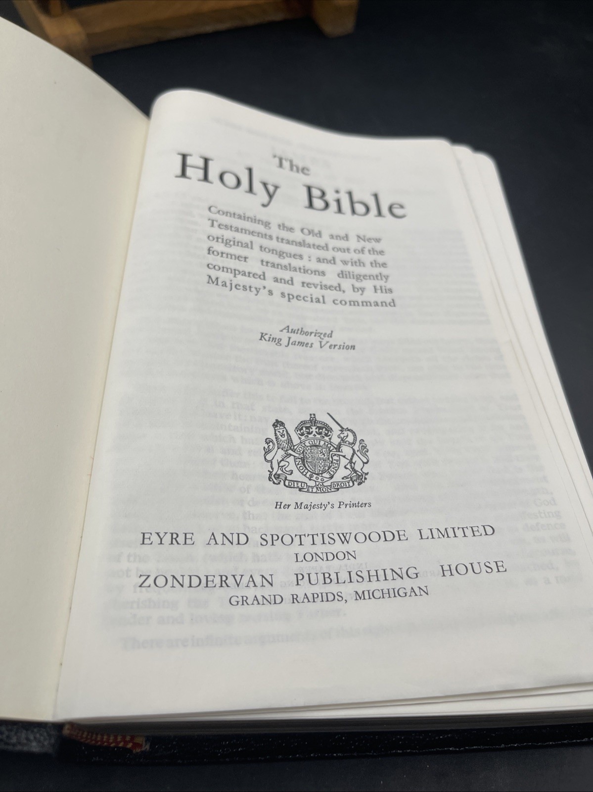 Vtg French Morocco Leather bound King James HOLY BIBLE Concordance Red Letter