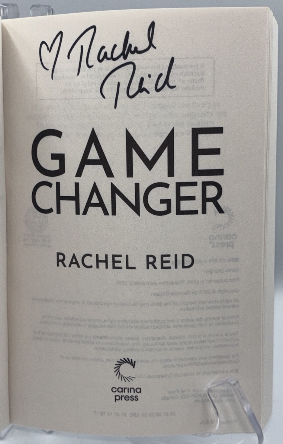 RACHEL REID GAME CHANGER SIGNED AUTOGRAPHED PAPERBACK BOOK HEATED RIVALRY HBO #1