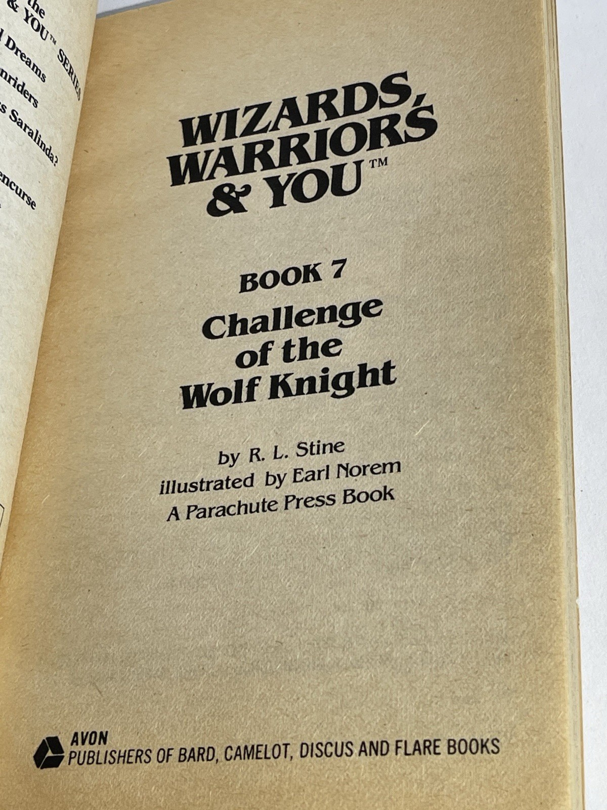 R. L. Stine Wizards, Warriors & You #7 Challenge of the Wolf Knight PB 1985