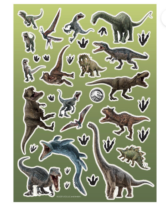 JURASSIC 11×8 Jurassic World Create A Scene Sticker Activity Pad To Color