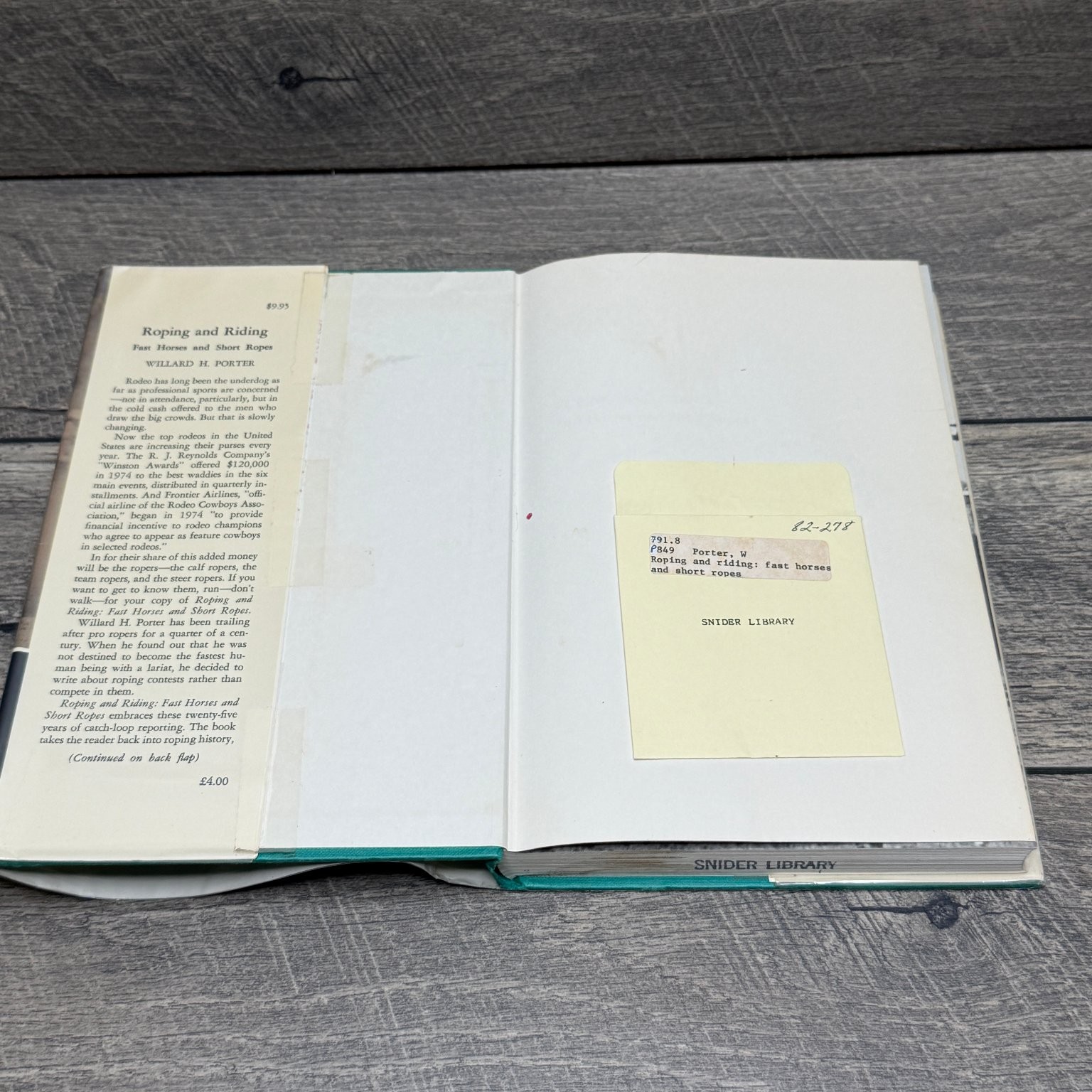 Roping and Riding Porter 1975 First Edition Rodeo Cowboy Western A.S. Barnes