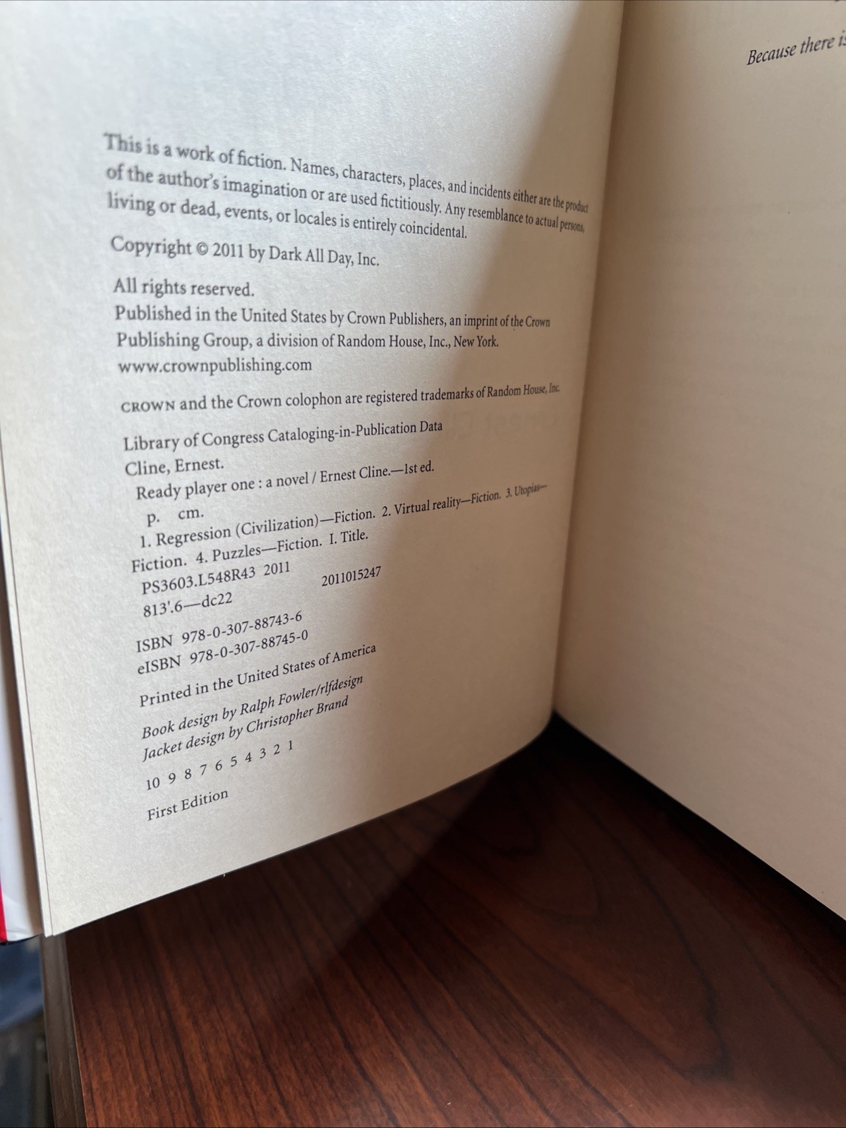 Ready Player One – SIGNED by Ernest Cline – 1st Edition Hardcover