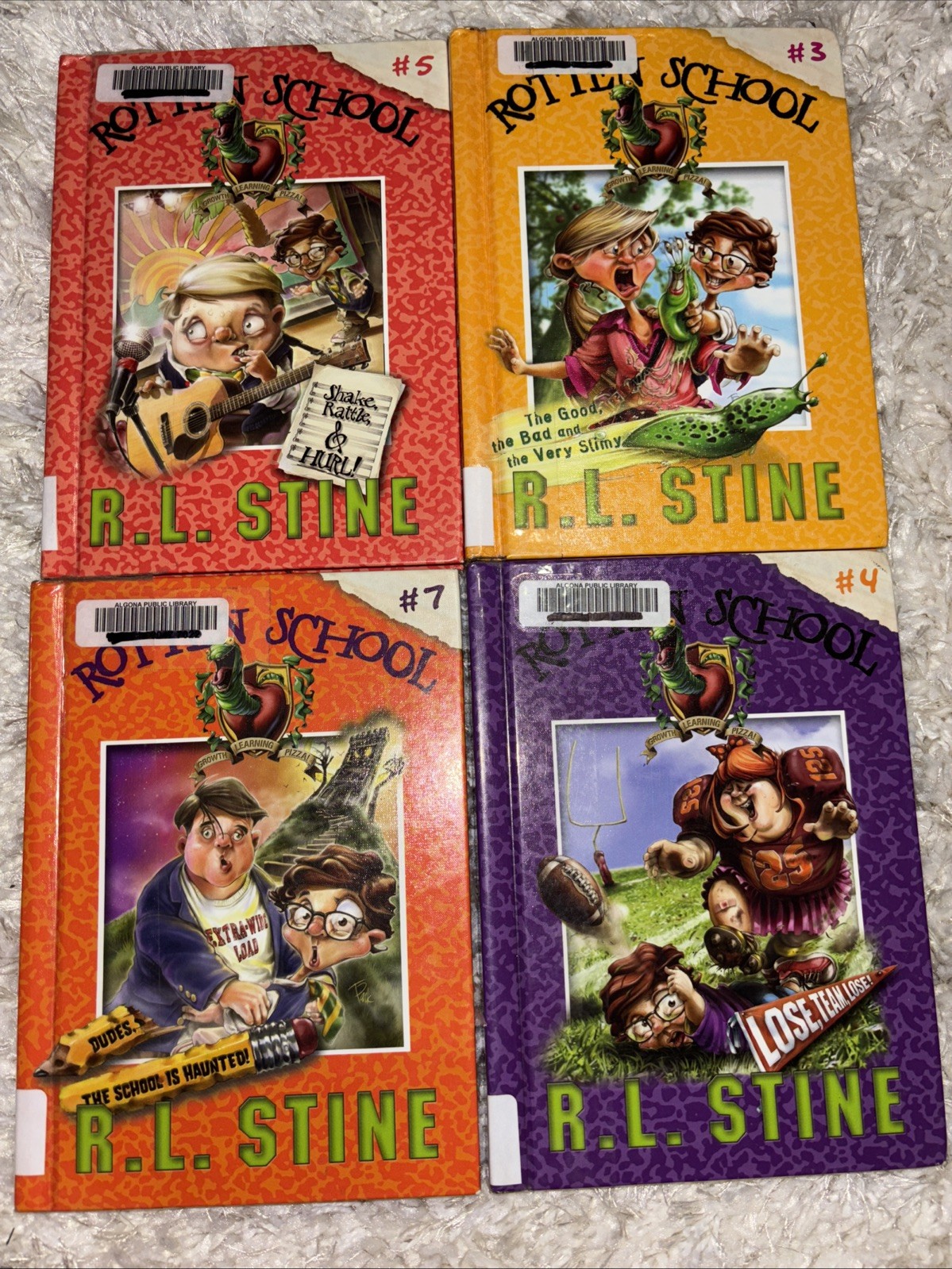 R.L. Stine Rotten School Lot of 4 Books Hardcover Ex Library Books