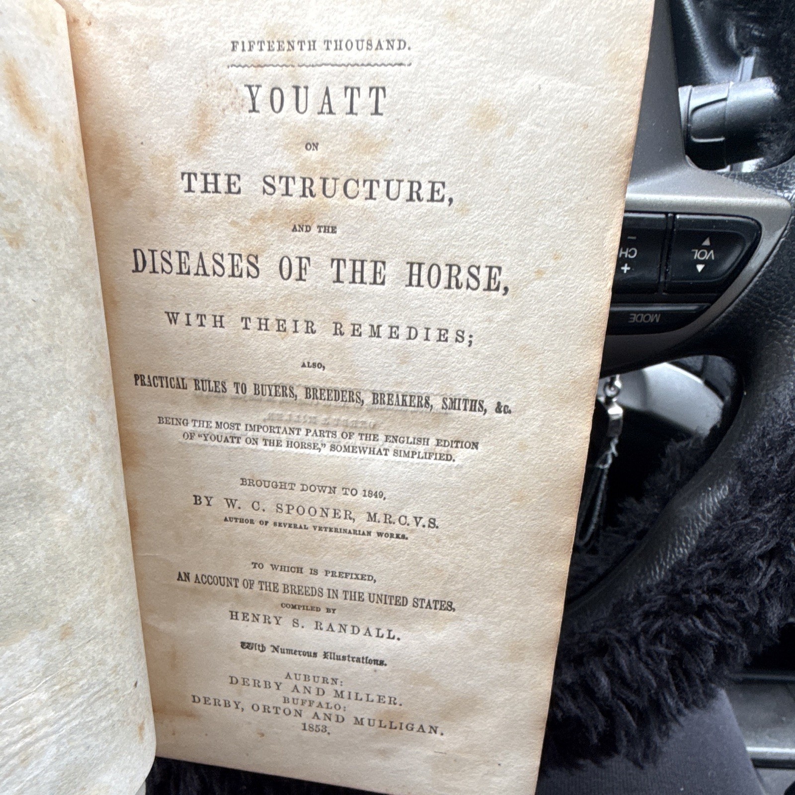 Youatt on the Structure & Diseases of the Horse 1853 HC Illustrated Inscribed