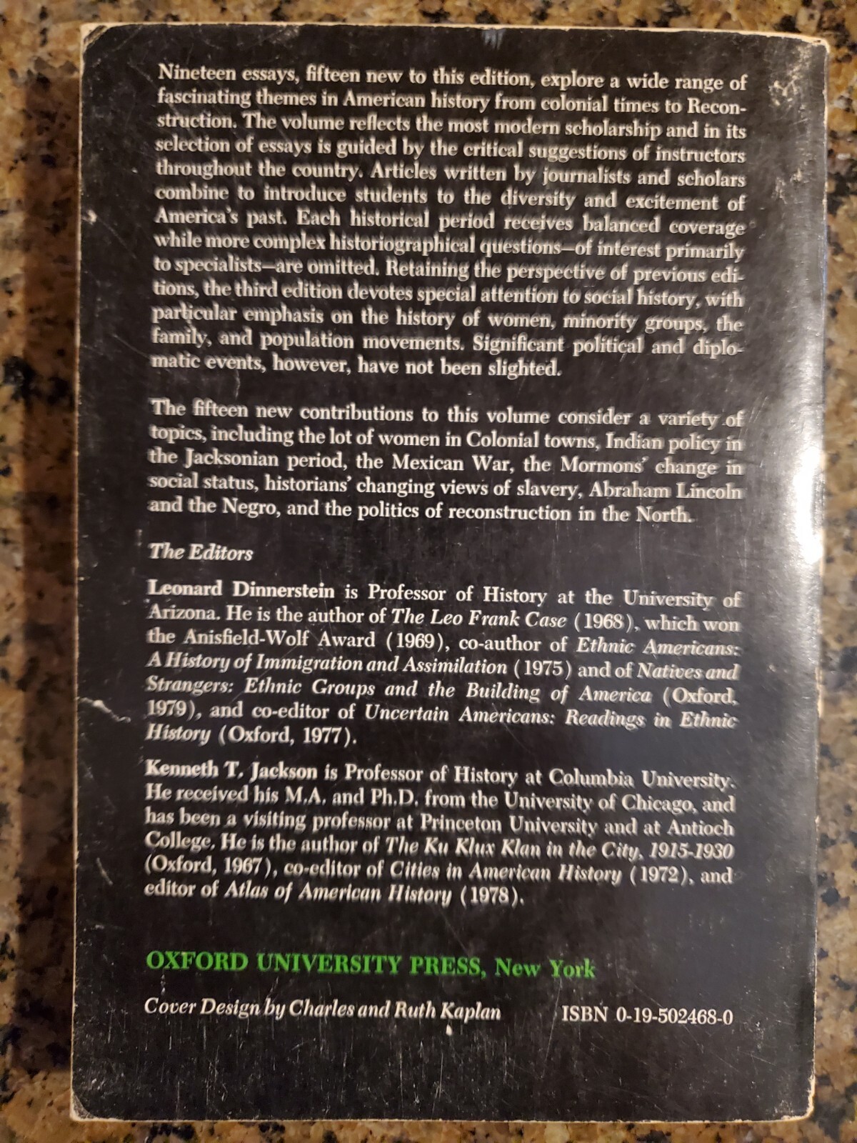 American Vistas 1607-1877 Third Edition Edited By Dinnerstein & Jackson 1979