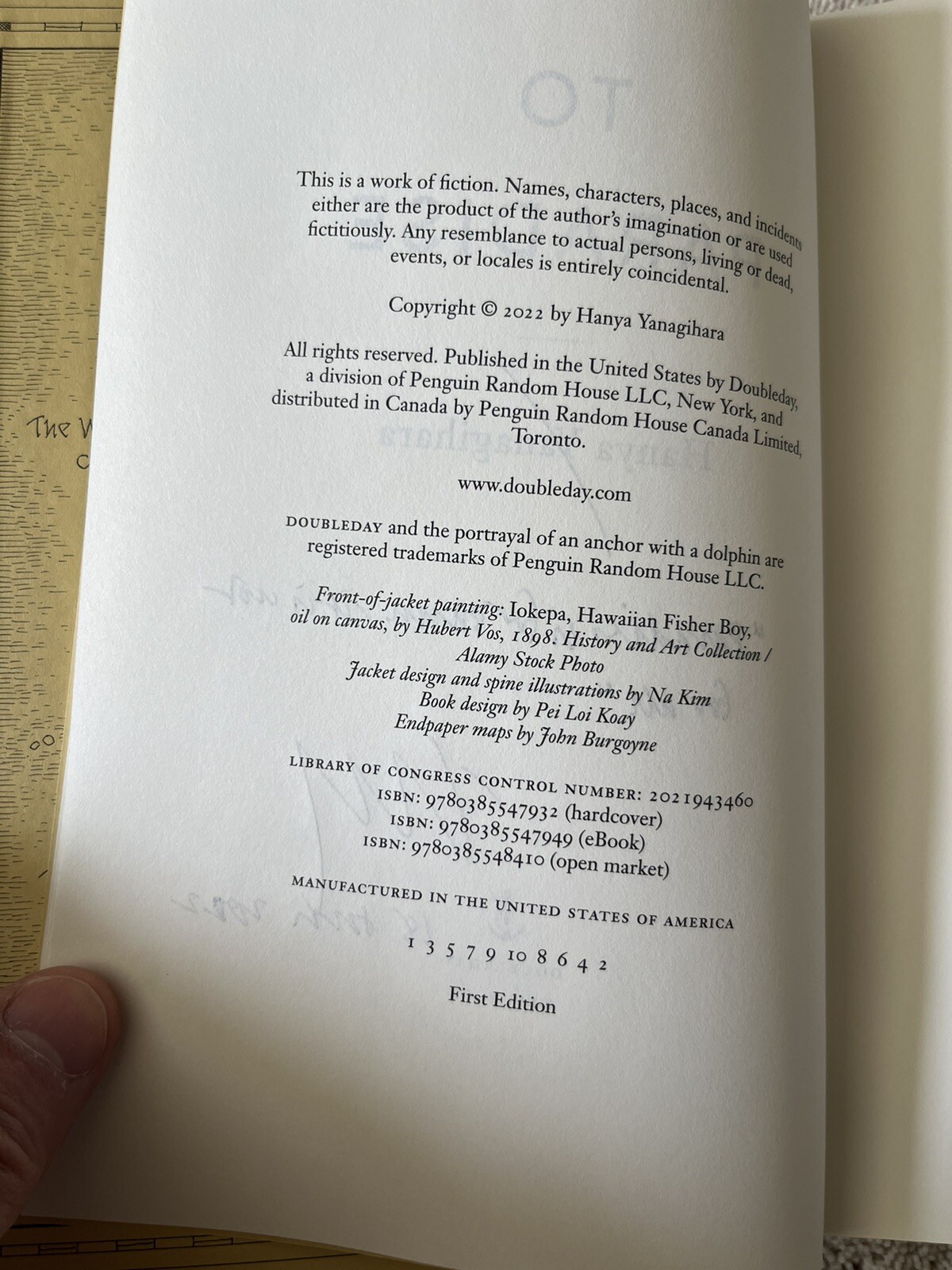 To Paradise, Hanya Yanagihara. Doubleday 2022. Signed/Dated On Title Page.