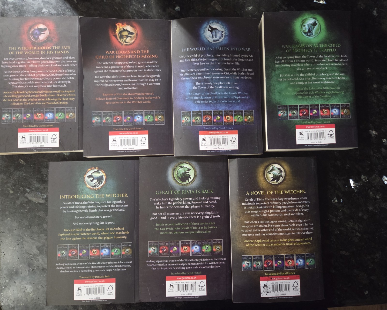 The Witcher Book Bundle x7 Andrzej Sapkowski Paperback Novel Set Missing Book 2