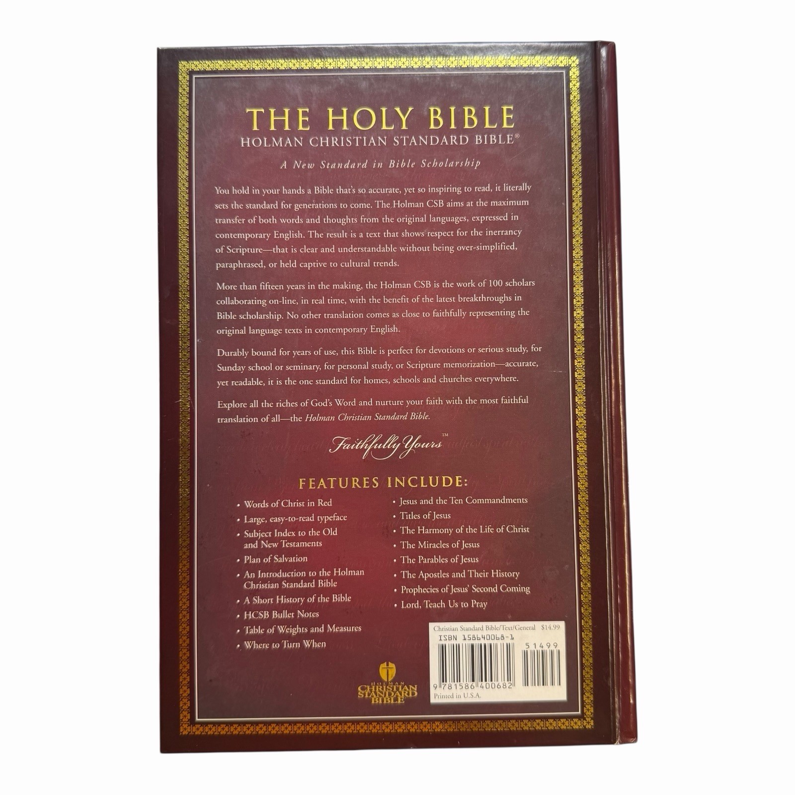 HCSB Red-Letter Text Bible Printed Hardcover Red Letter Text Edit
