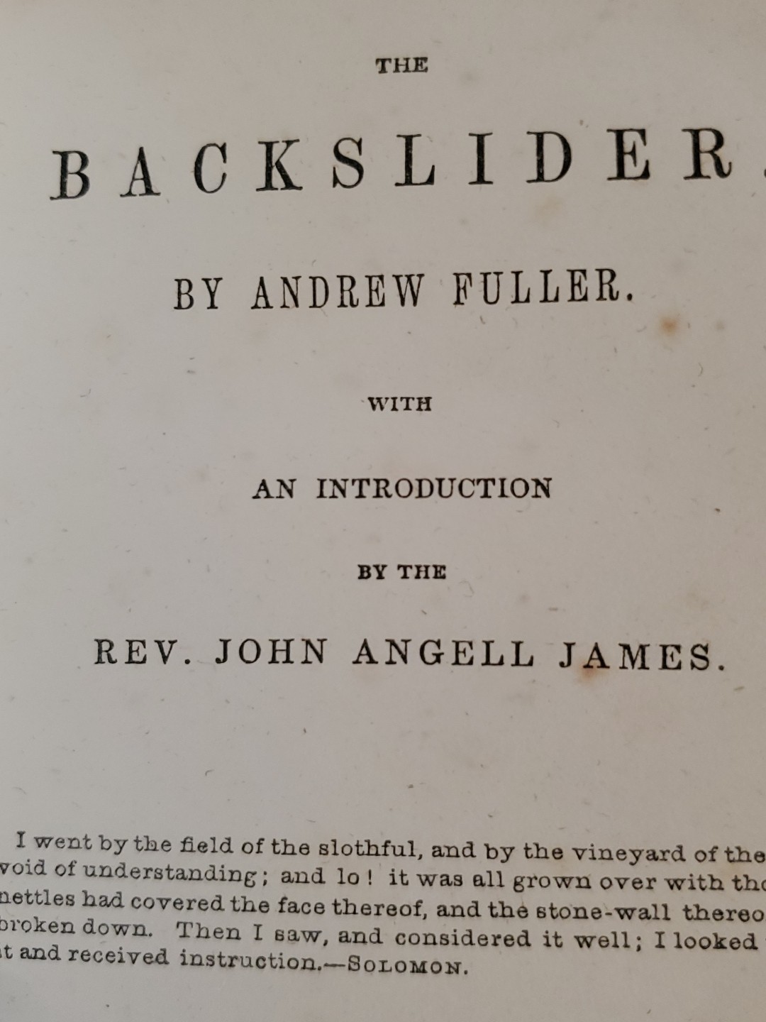 1800s Backslider By Andrew Fuller Hardcover