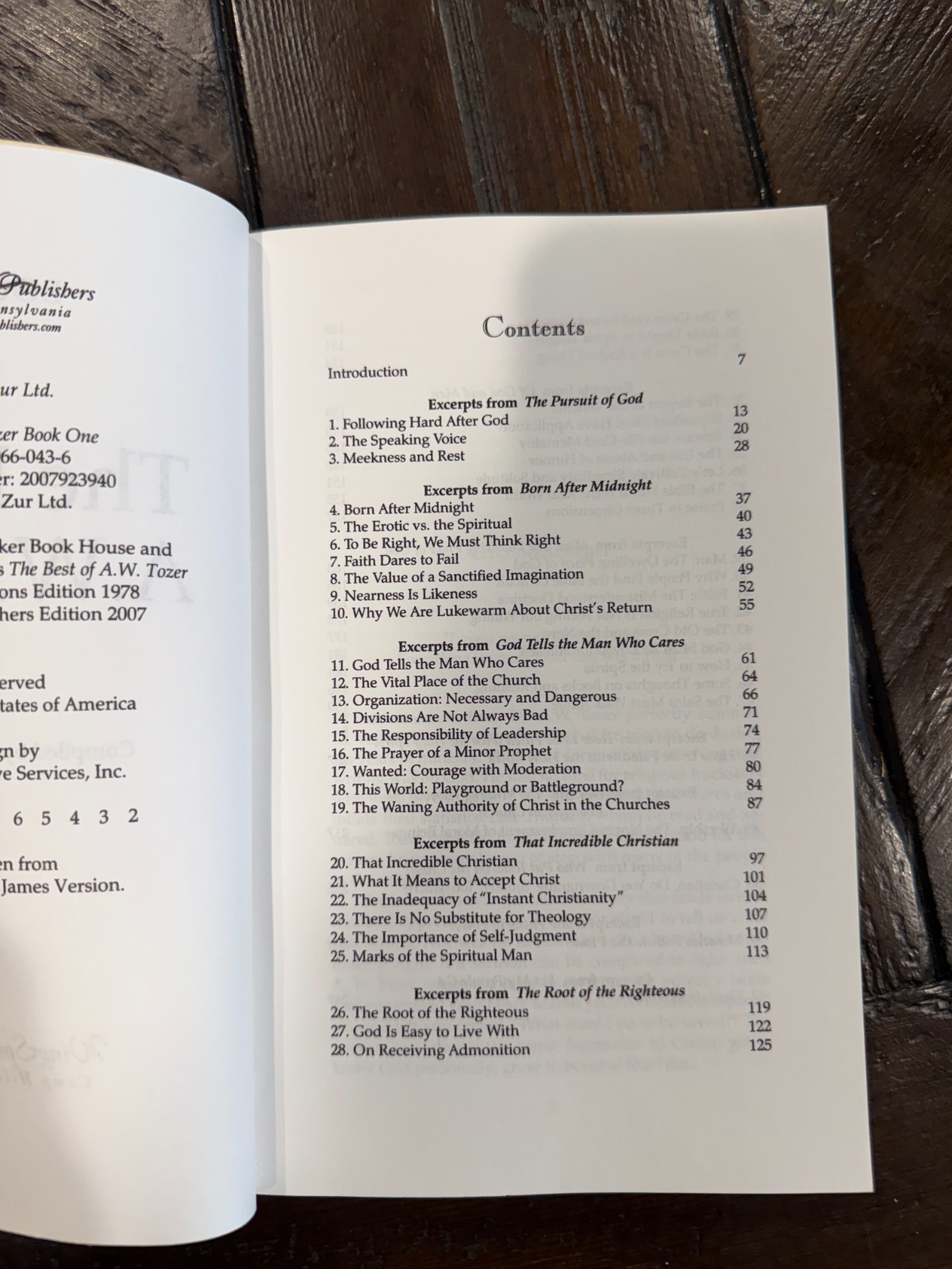 The Best of A.W. Tozer, compiled by Warren Wiersbe, Book One