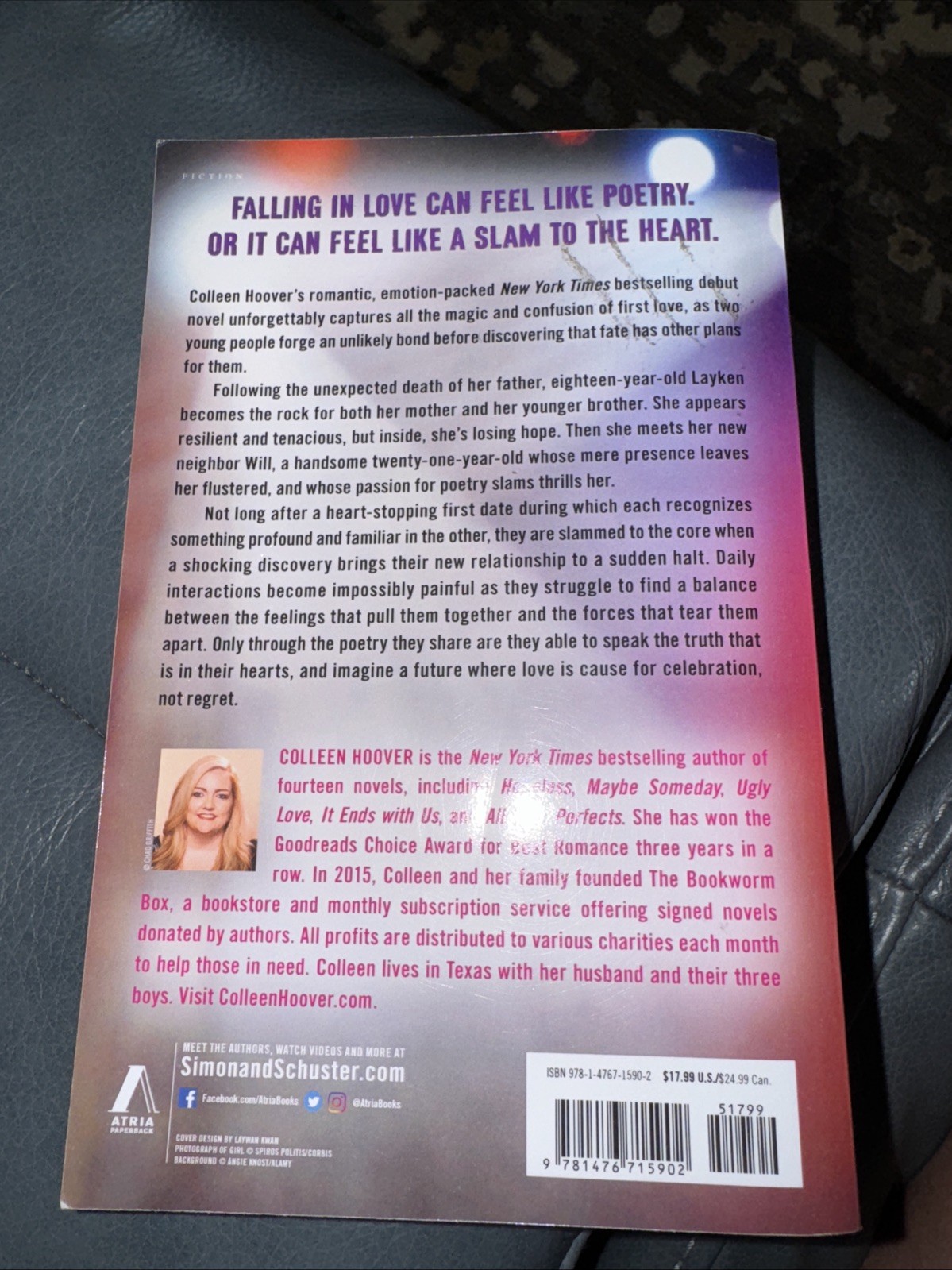 Slammed a Novel by Colleen Hoover (2012, Trade Paperback)