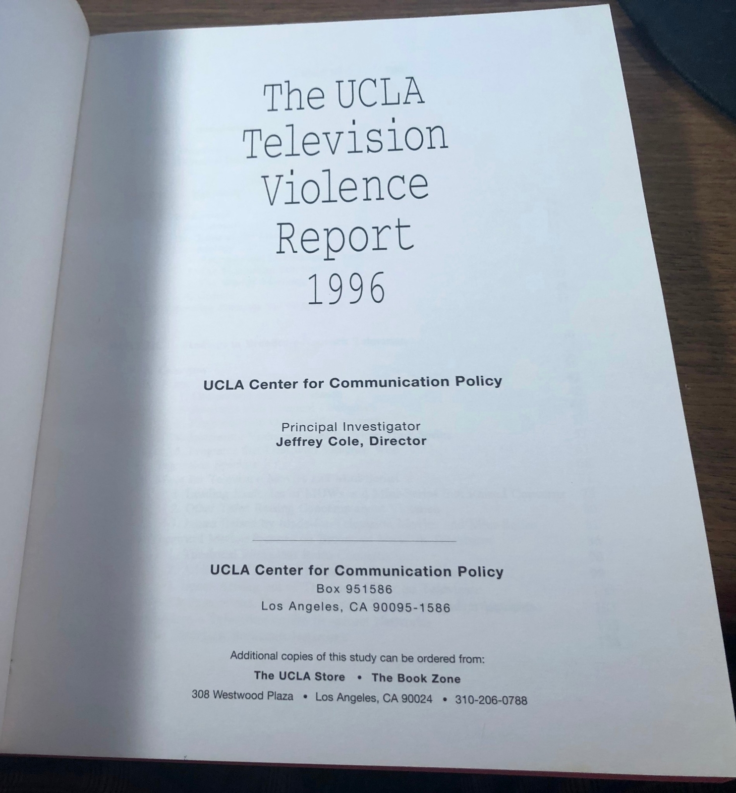 The UCLA Television Violence Report 1996 * Paperback 220 Pages