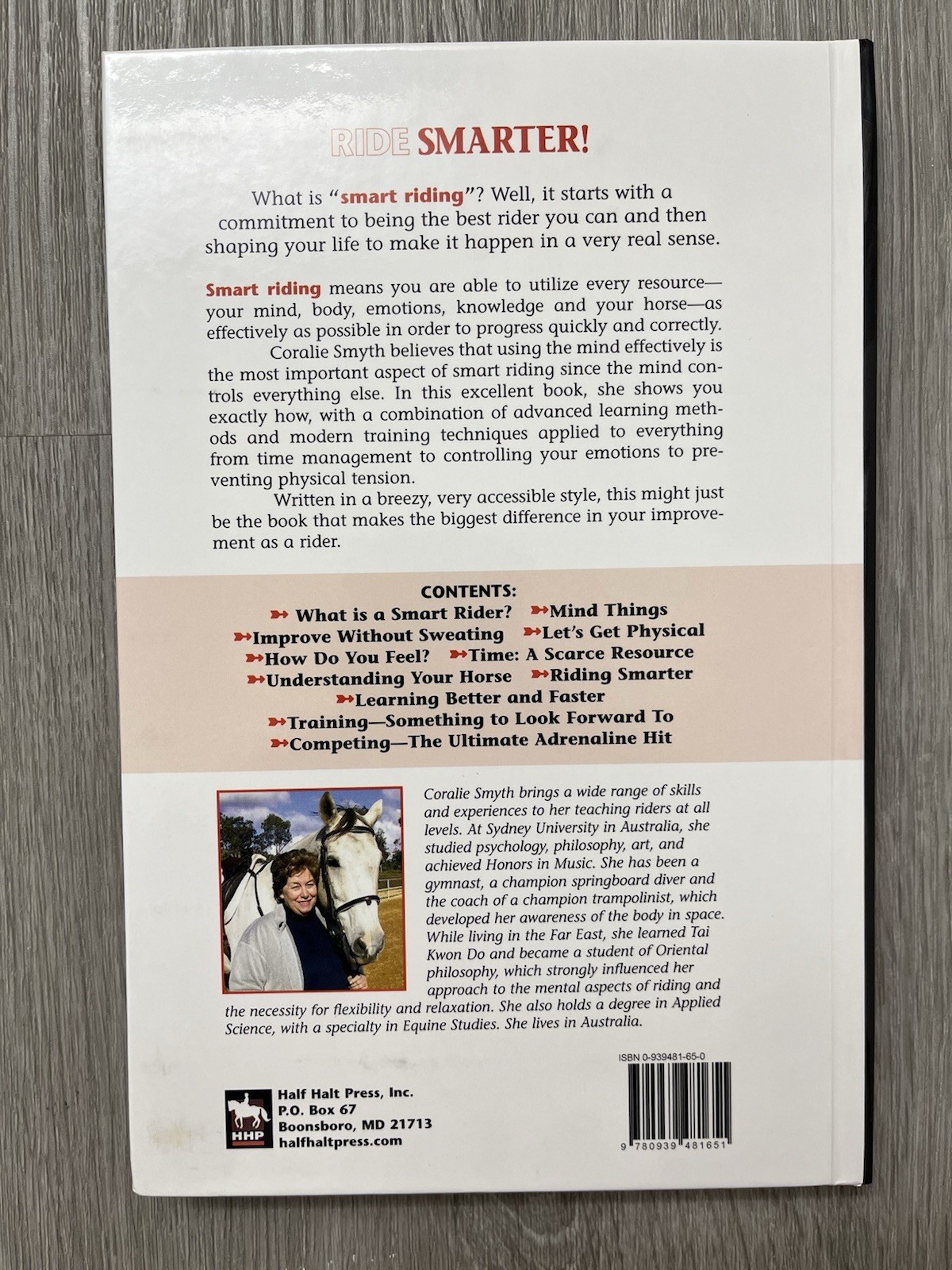 Ride Smarter! Coralie Smyth 2003 HC Horsemanship Psychological Aspects Horses