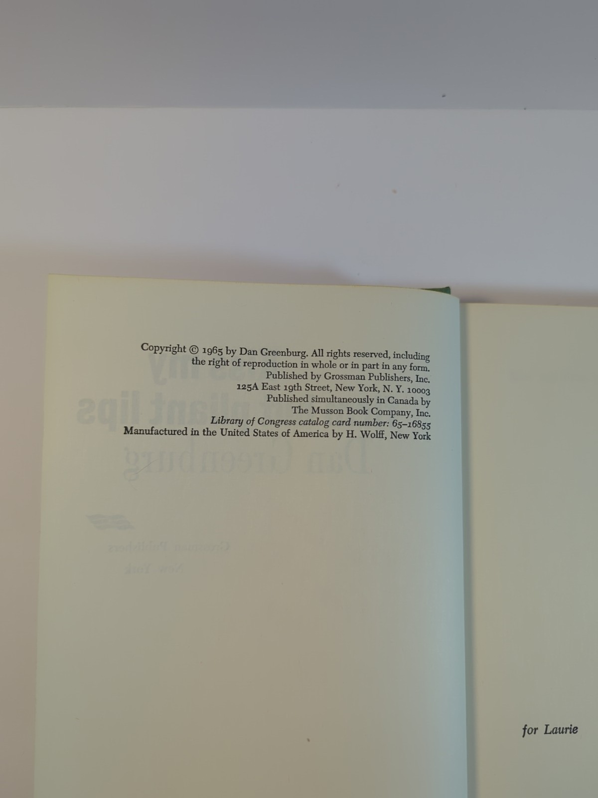 Kiss My Firm But Pliant Lips by Dan GREENBURG Hardcover No Dust Jacket Vintage