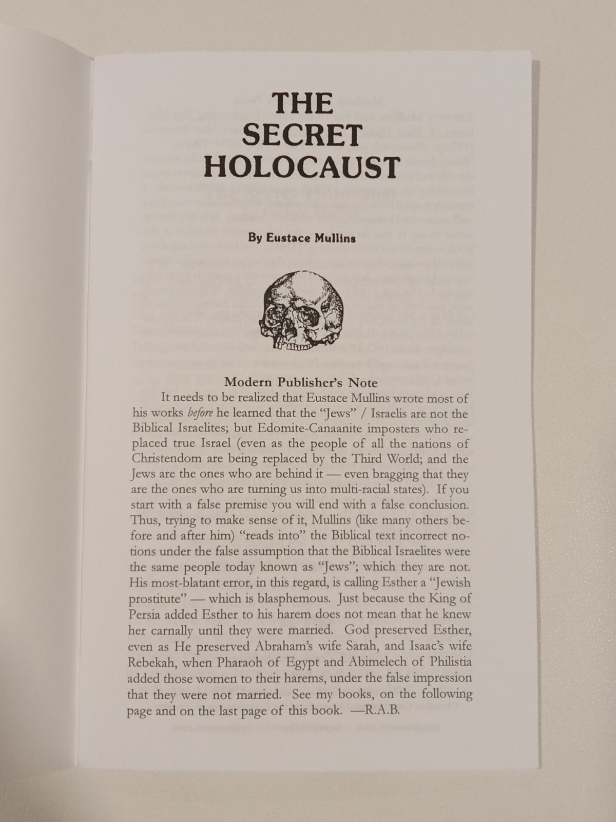 Secret Holocaust by Eustace Mullins SB