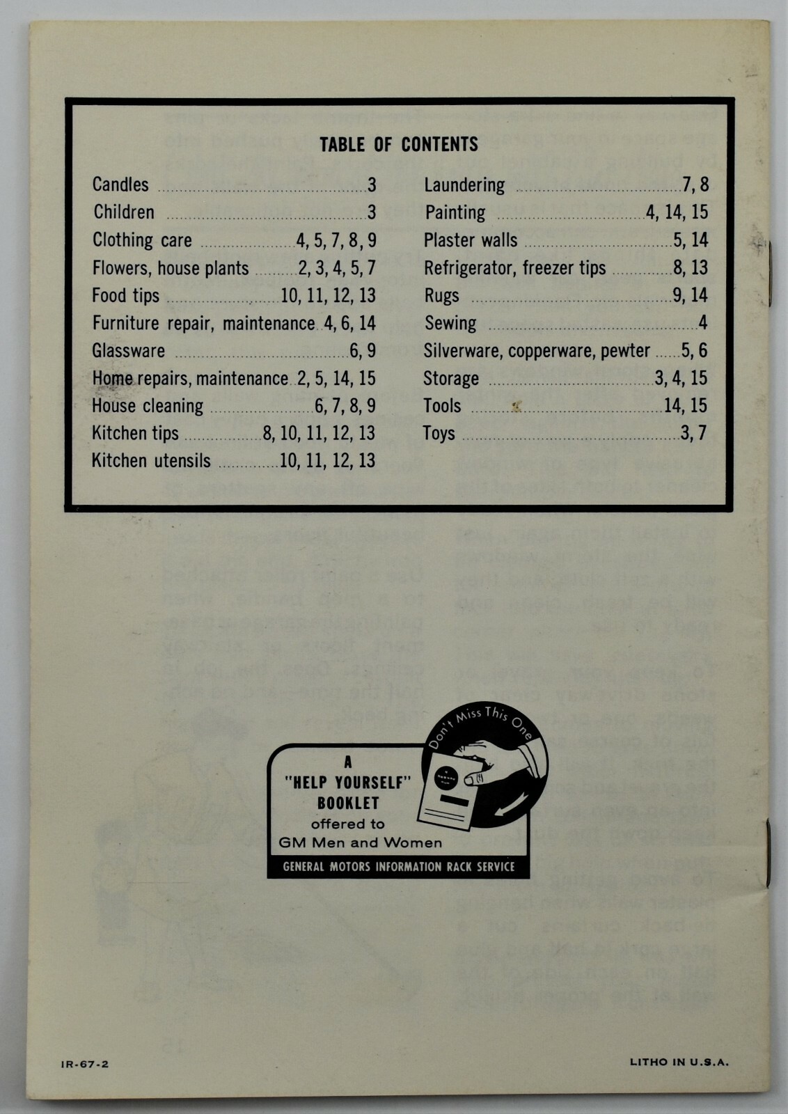 1967 Hazel’s Household Hints Brochure TV Television Collectibles General Motors