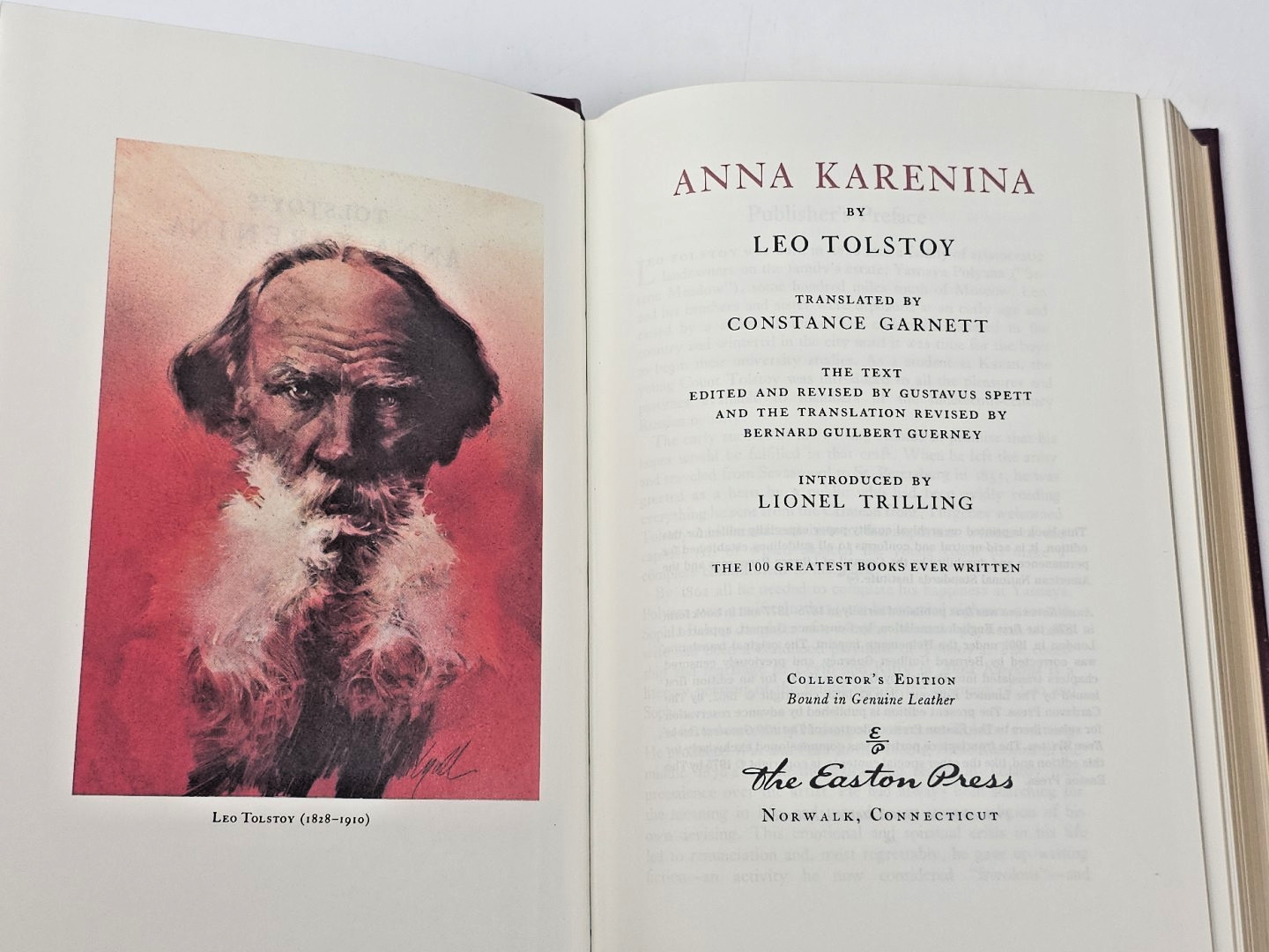 Lot of 2 Easton Press HC Books ~ War and Peace & Anna Karenina by: Leo Tolstoy