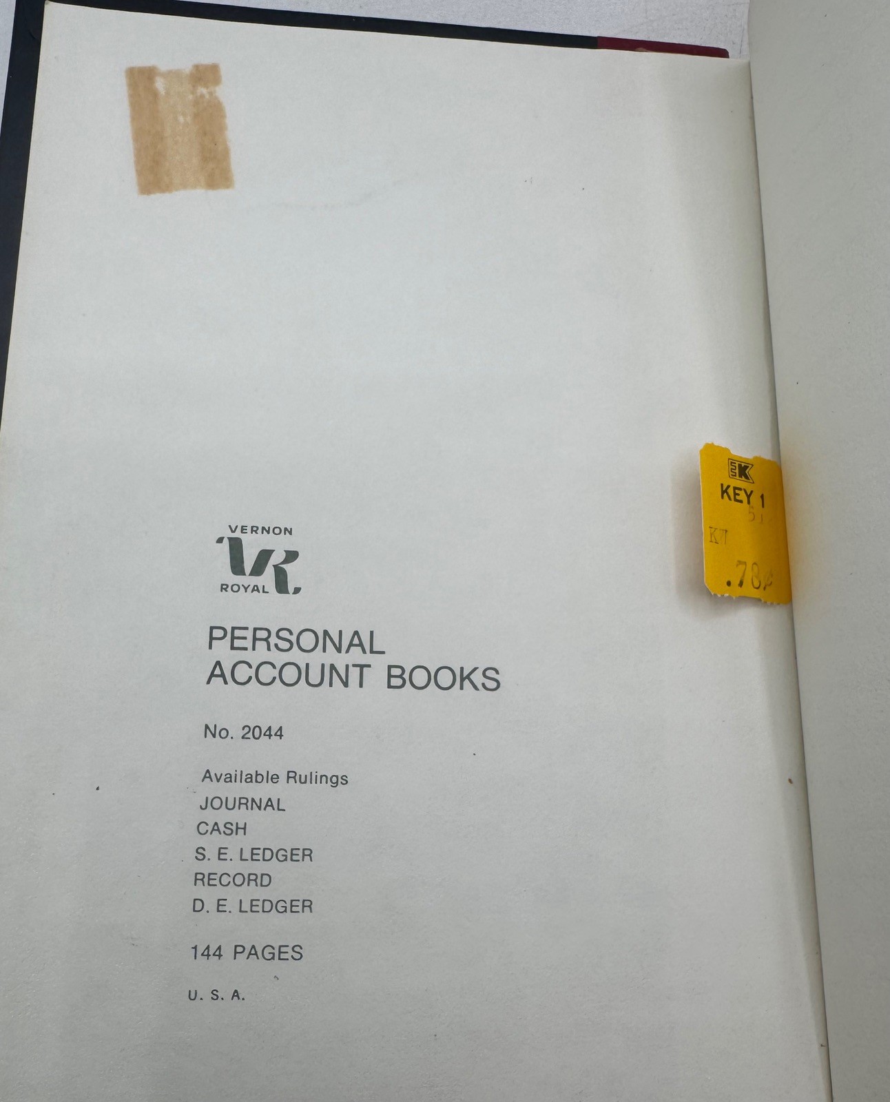 Vintage Vernon Royal S.E. Ledger Book No 2044 Unused 144 Pages Accounting