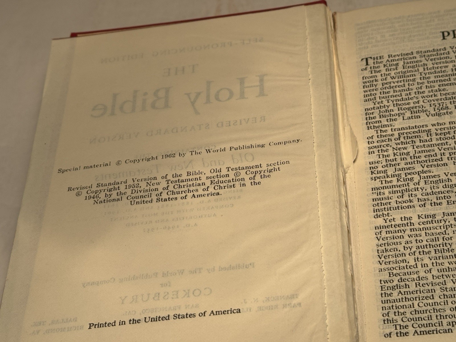 HOLY BIBLE Self Pronouncing RSV 1962 Cokesbury vtg Revised Standard illustrated