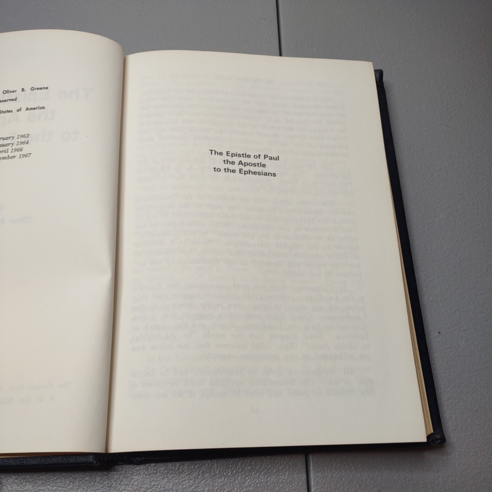 The Epistle of Paul the Apostle to the Ephesians by Oliver B Greene Vintage Book