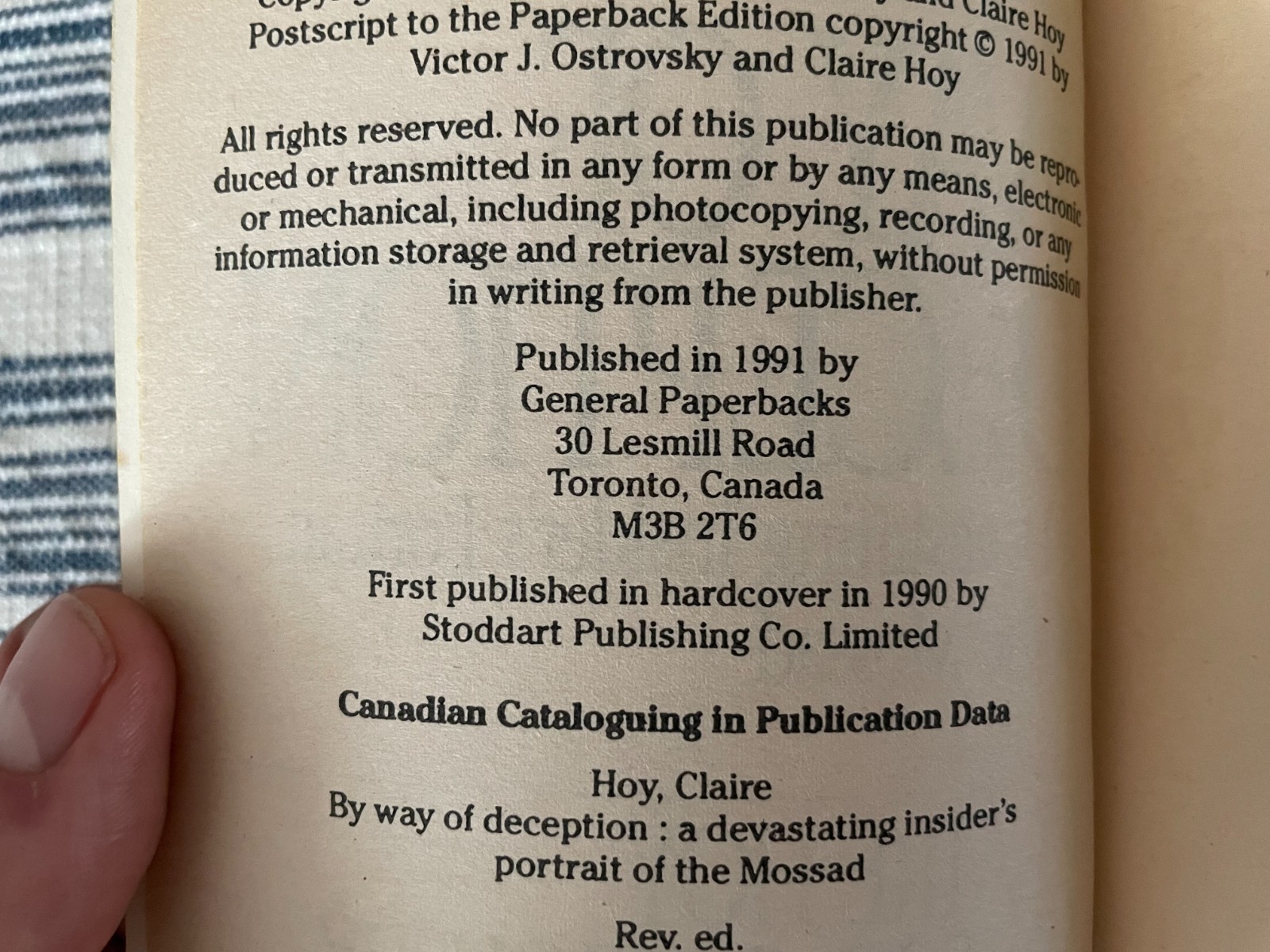By Way of Deception, Ostrovsky/Hoy, Paperback 1st THUS, 1991 (Canada)