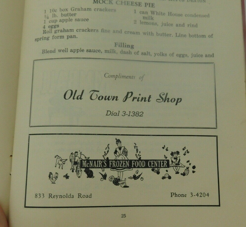 What’s Cookin‘? 1948 1st ED. Winston-Salem Woman’s Club Cookbook