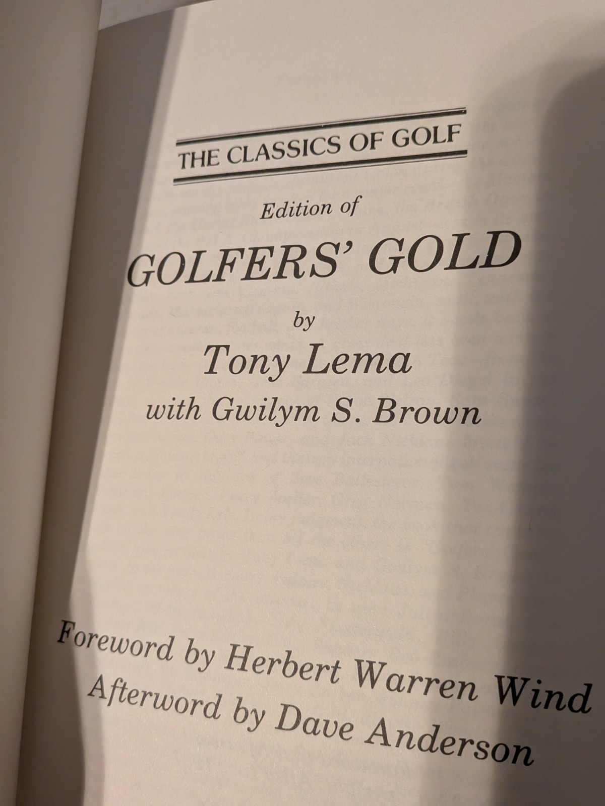 Tony Lema w/ G. S. Brown— Golfer’s Gold — 1987 Classics of Golf HC Excellent Con