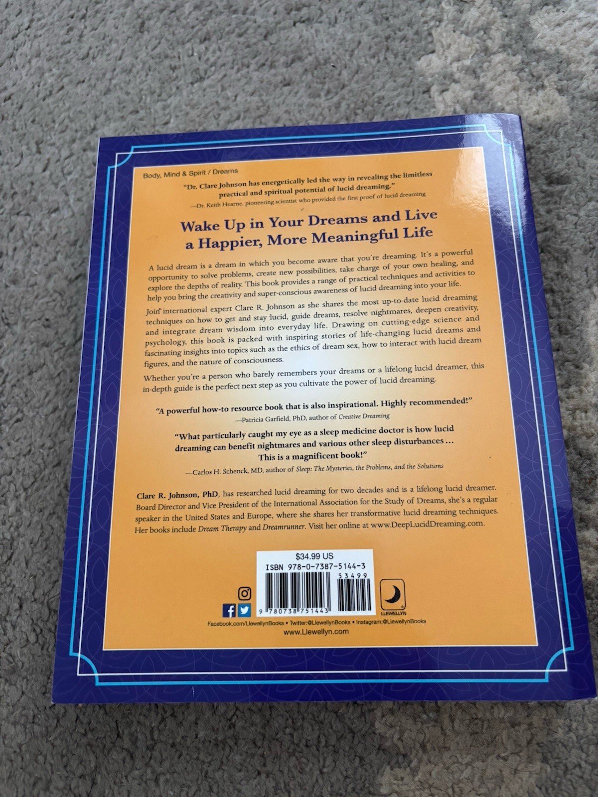 Llewellyn’s Complete Book of Lucid Dreams by Clare R Johnson, PHD Softcover