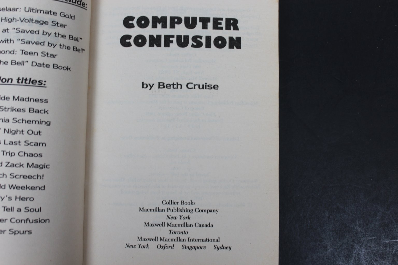 Computer Confusion Beth Cruise 1994 Saved by the Bell #12 Young Adult Collier PB