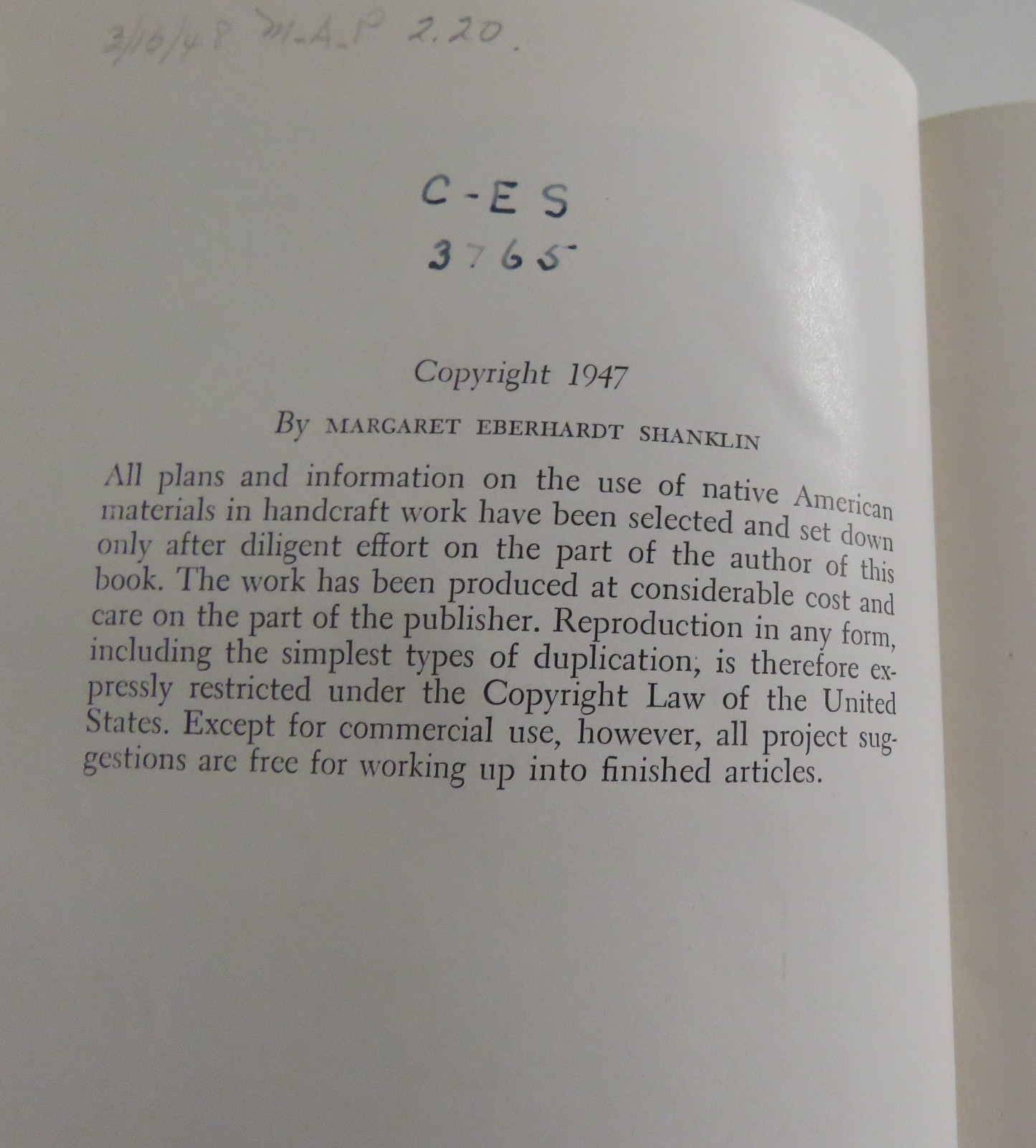 Use of Native Craft Materials by Margaret Eberhardt Shanklin 1947 Vtg Book