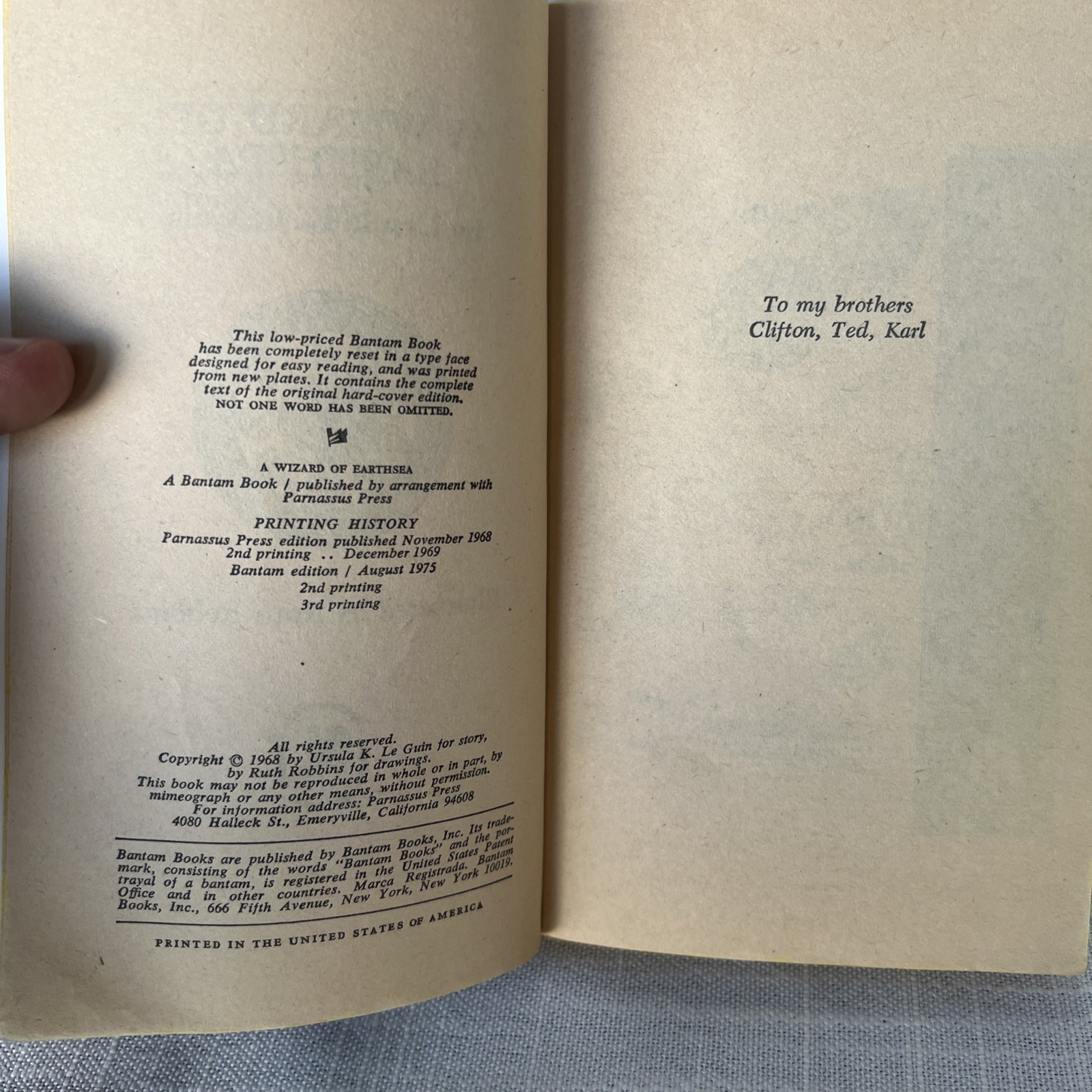 The Earthsea Trilogy by Ursula K Le Guin Paperback Books Bantam Edition 1977