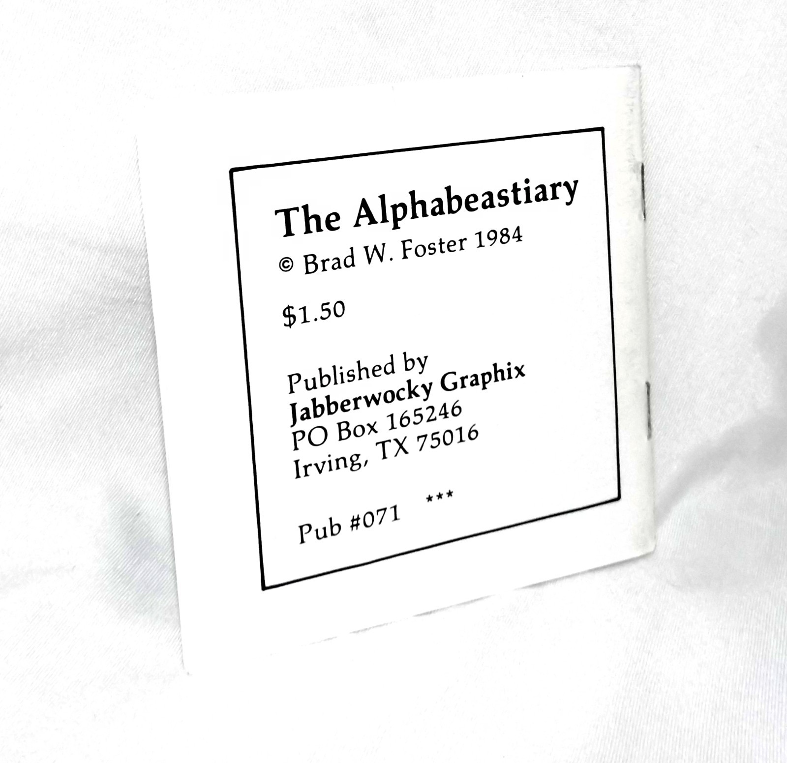 The Alphabeastiary, Brad W Foster, Jabberwocky Graphix, 1984 Fantasy Art Beasts