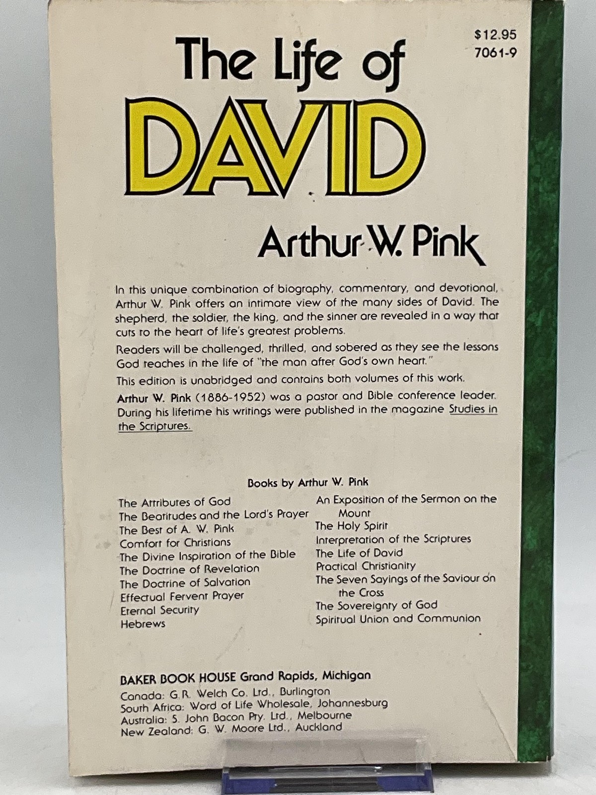 The Life Of David Arthur W. Pink Trade Paperback Baker 1981 Vintage