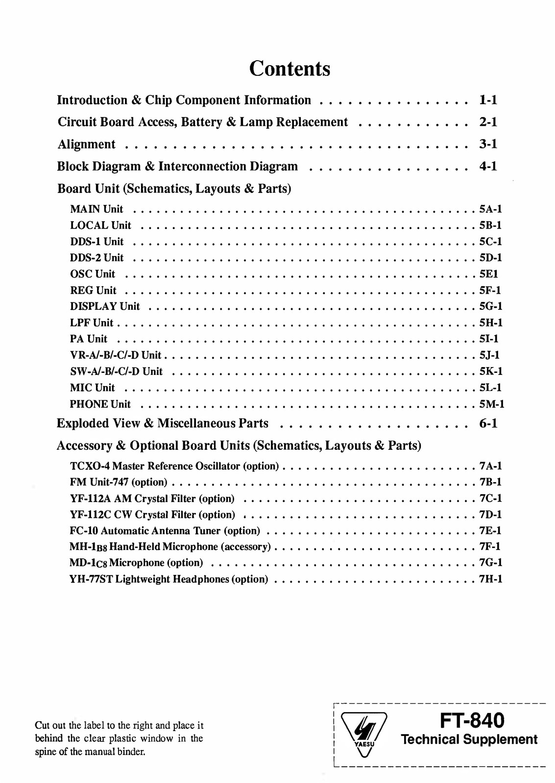 YAESU FT-840 HF Transceiver Service Manual – BOUND – COVERS – XL FOLDOUT PAGES