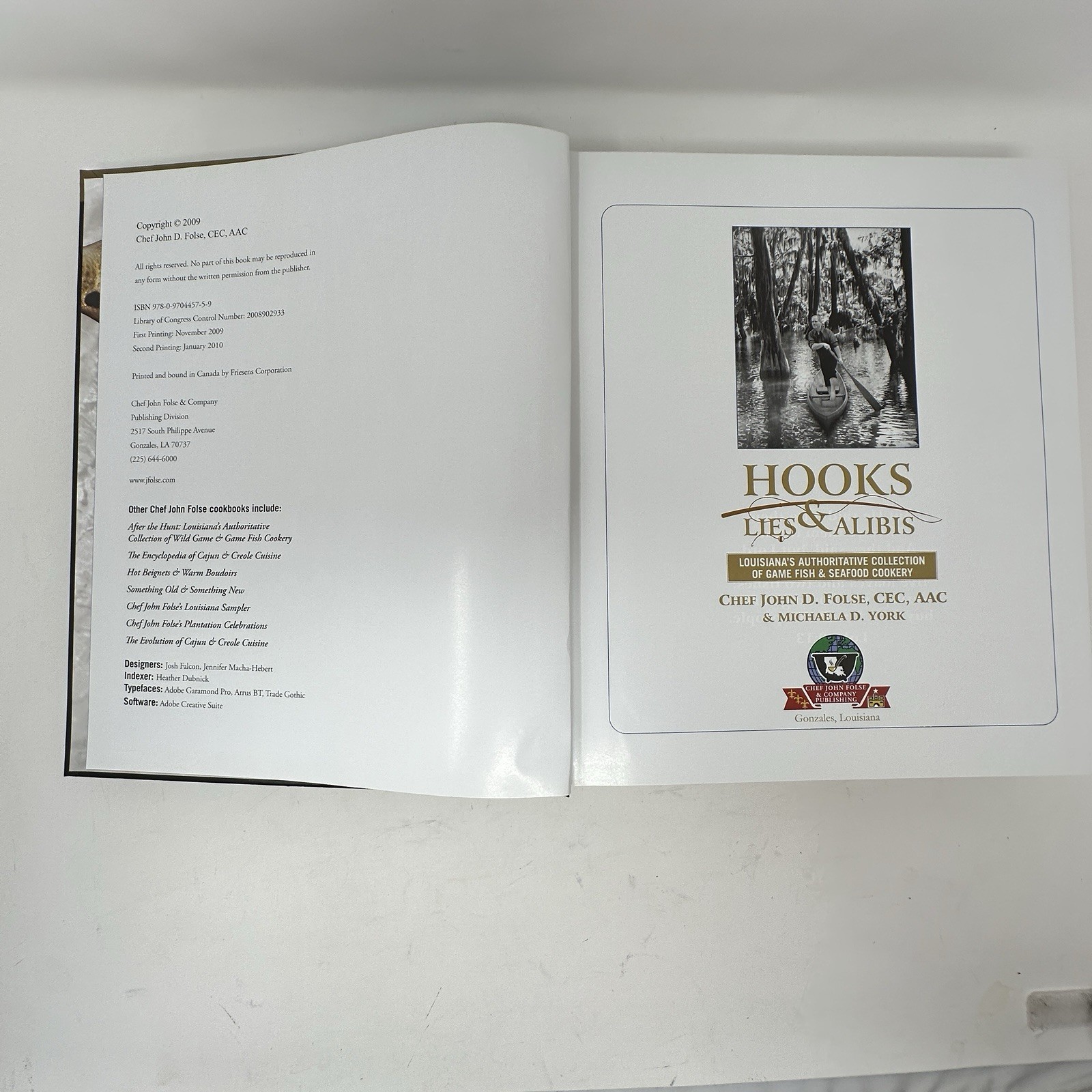 Hooks Lies Alibis Chef John Folse Louisiana Game Fish Seafood Cookery Hardcover