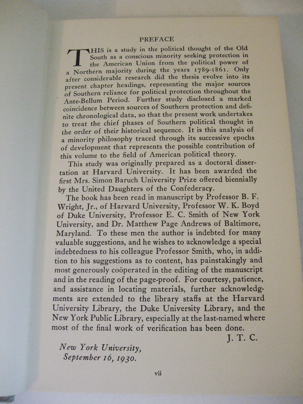 The South as a Conscious Minority 1789-1861: A Study in Political Thought. 1963