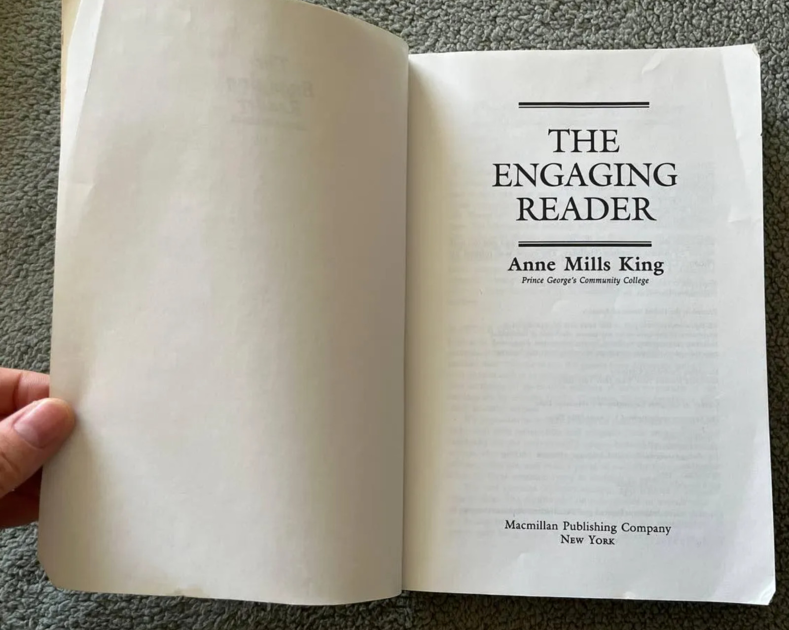 The Engaging Reader by Annie Mills King, Book for Teacher, Community College Boo